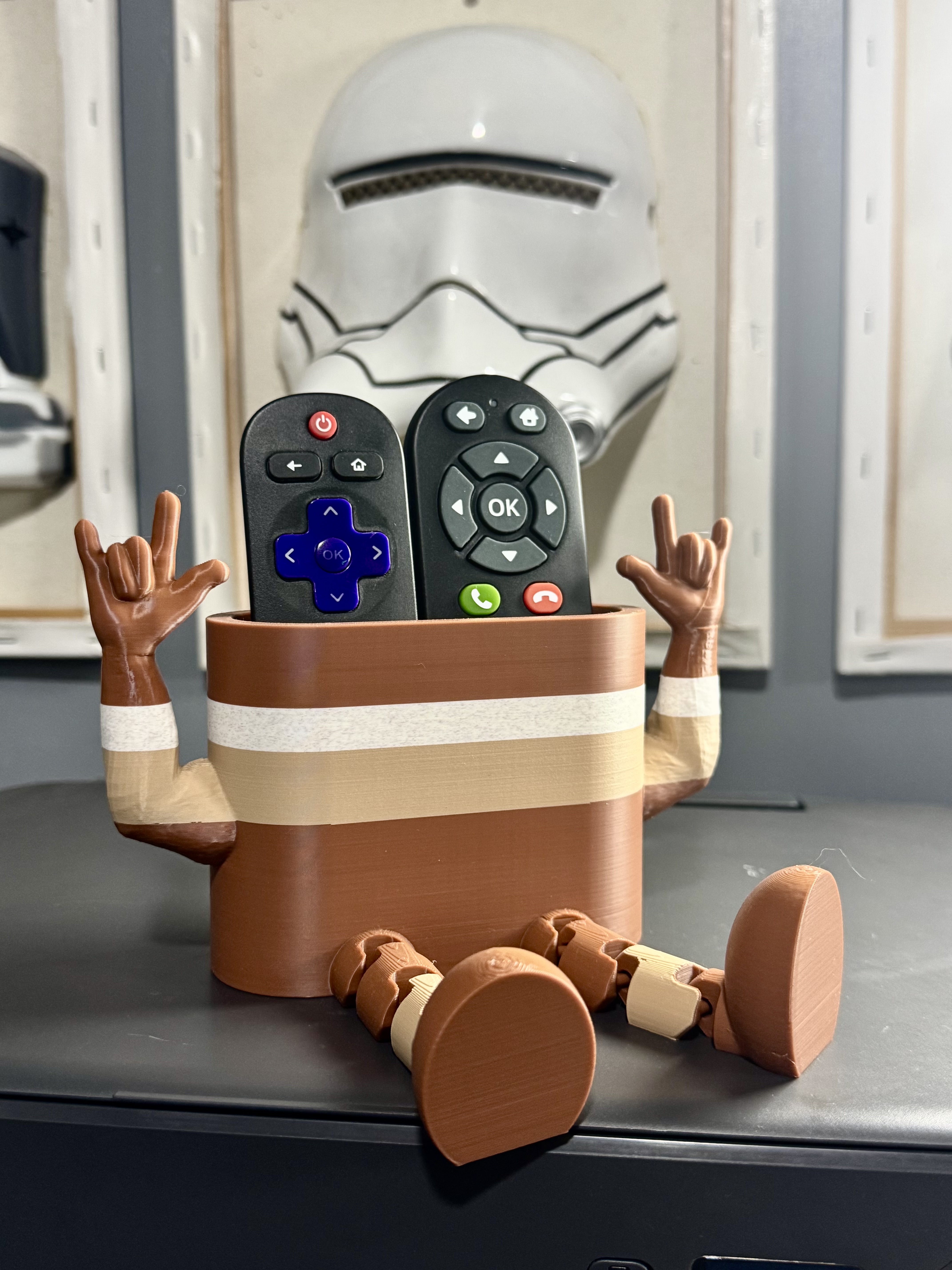 ASL Custom I Love you Muscle Arms  Remote Control Holder with Moveable Legs 