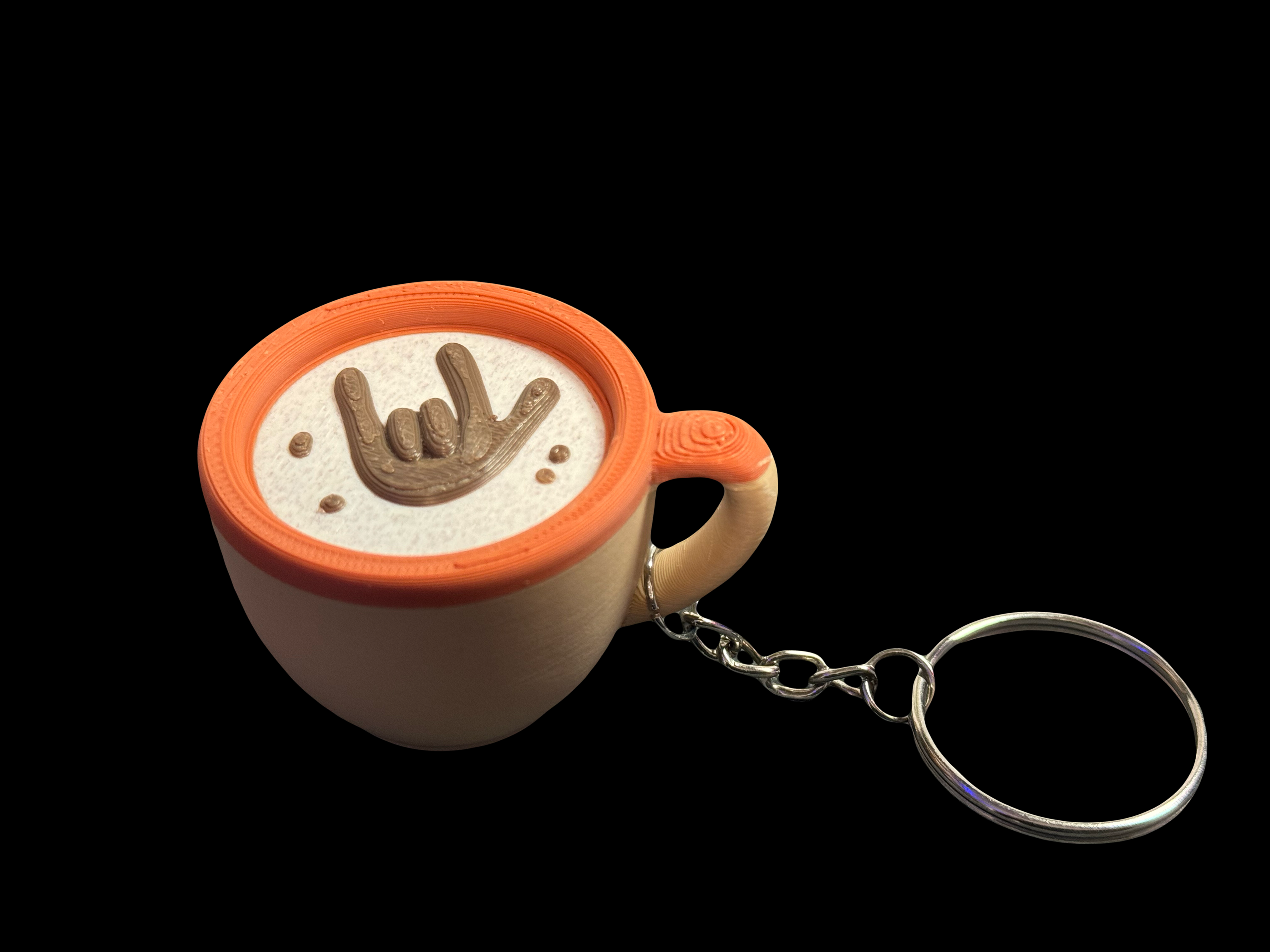 Caffe Latte I Love You ASL Cup Keyring 