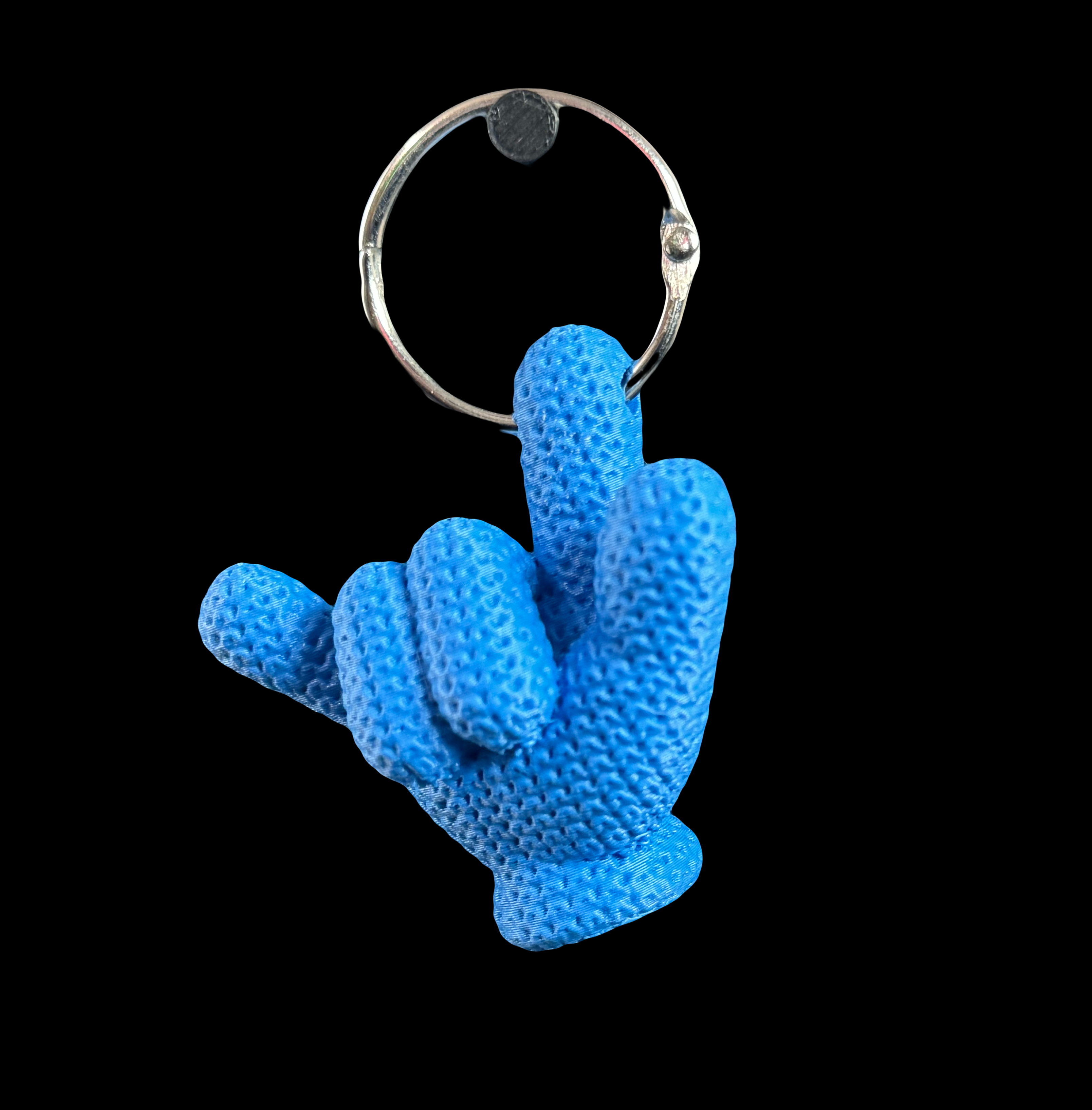 I Love You ASL Keyring- Knitted Texture.