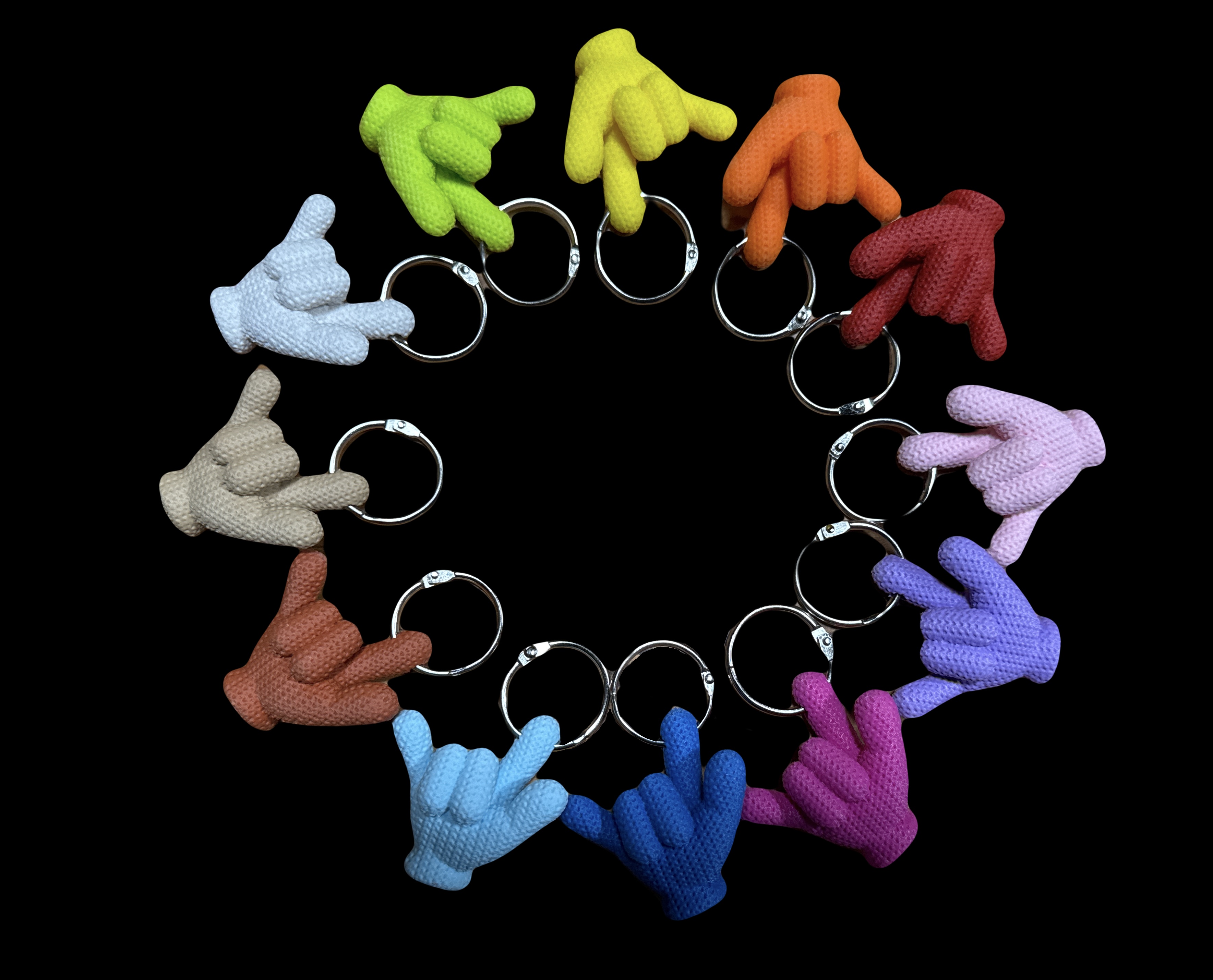 I Love You ASL Keyring- Knitted Texture.