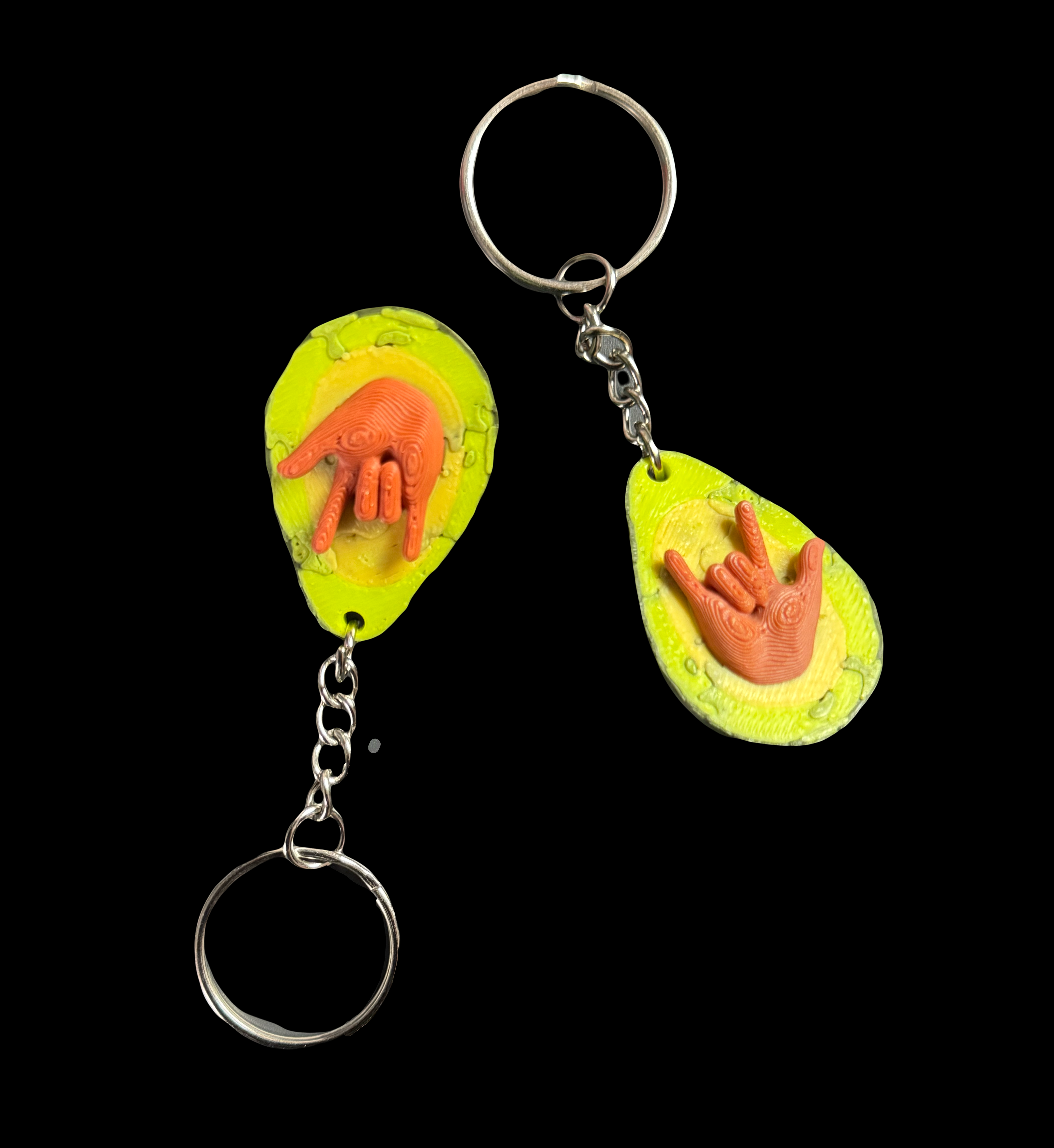 Avocado  I Love You  ASL Keyring .