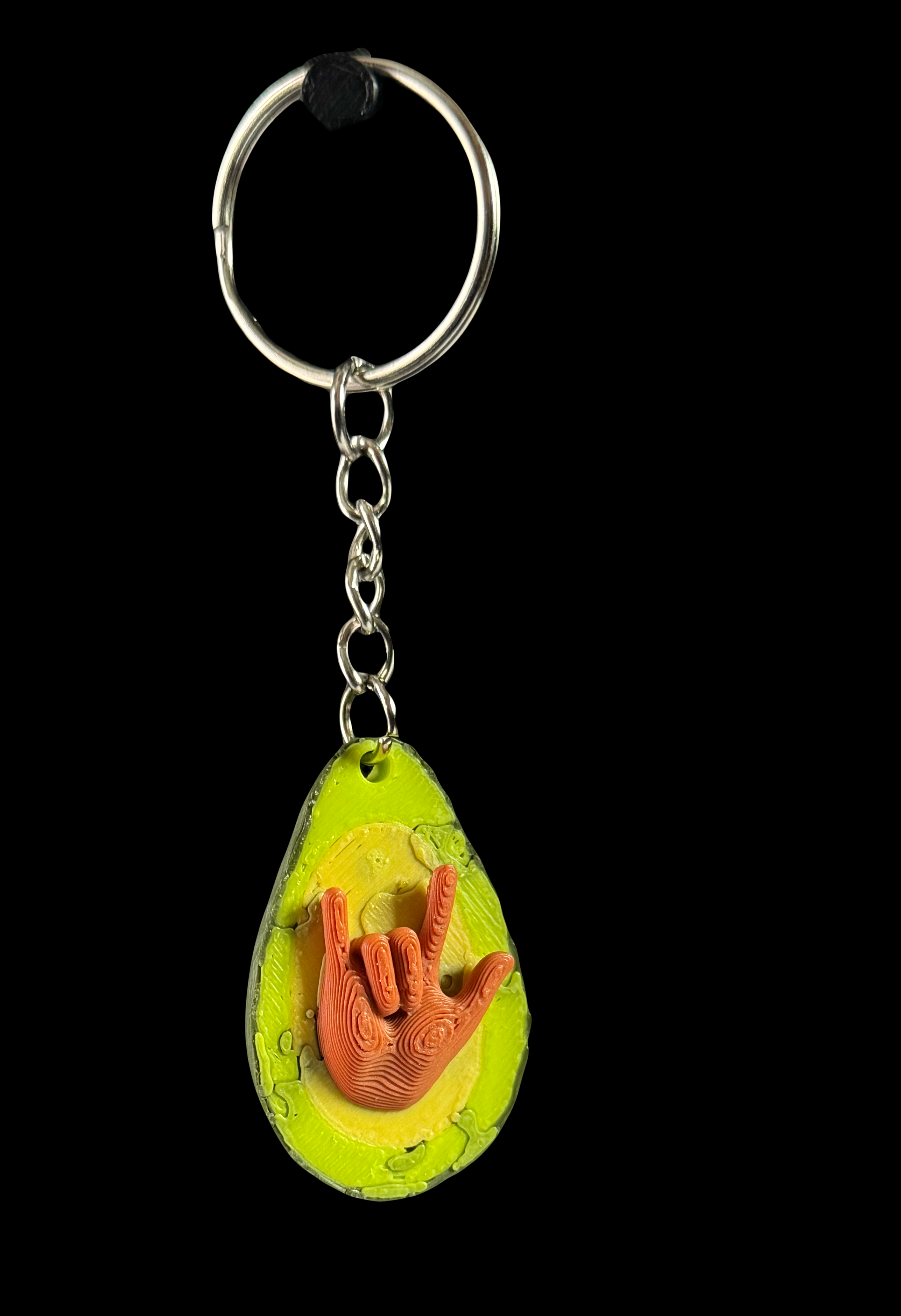 Avocado  I Love You  ASL Keyring .