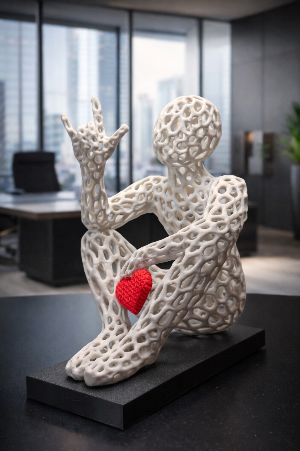 3D ILY Candlelight Sitting Voronoi Figure  with a Heart shape.