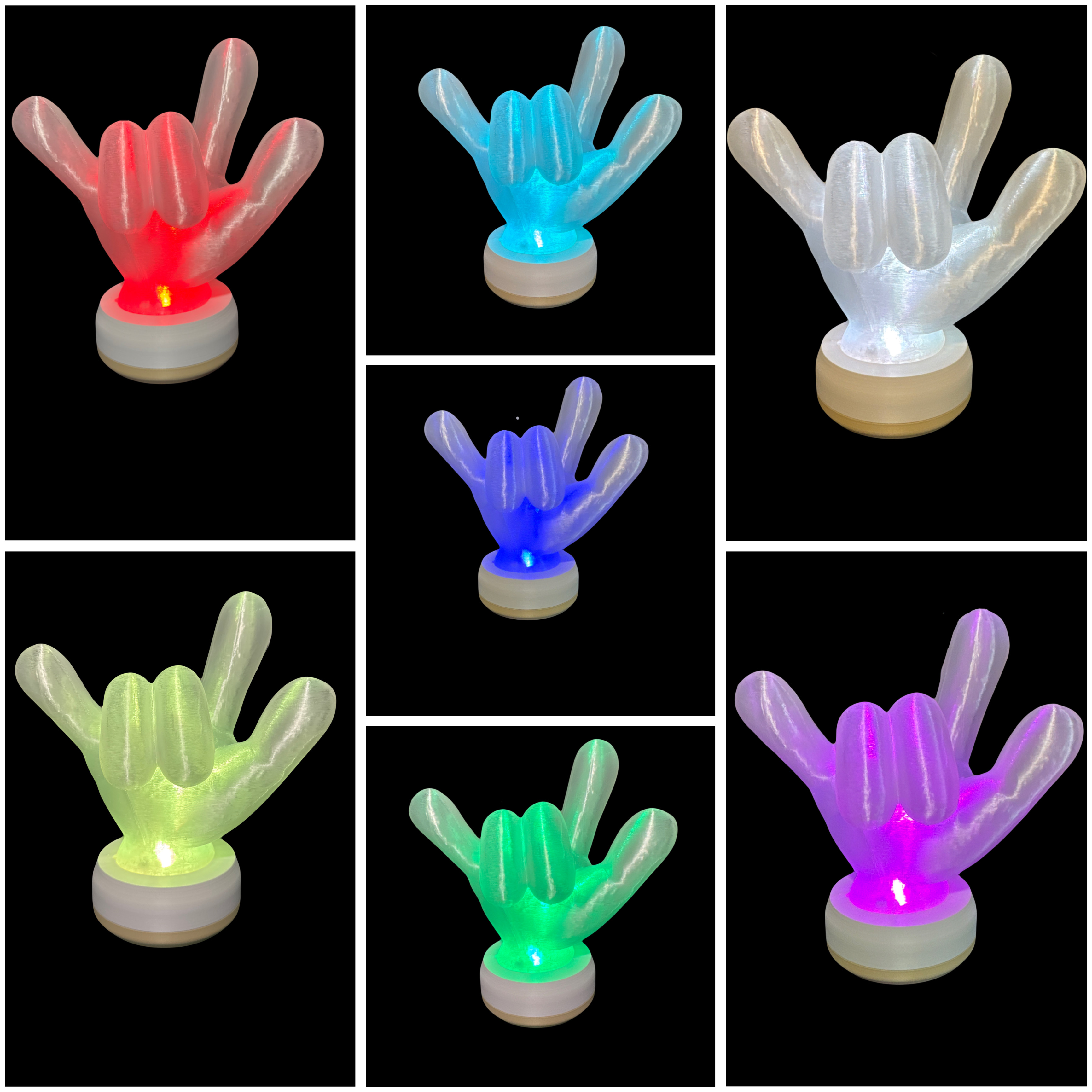 Custom 3D ILY RGB Color Bedroom / Office Lamp