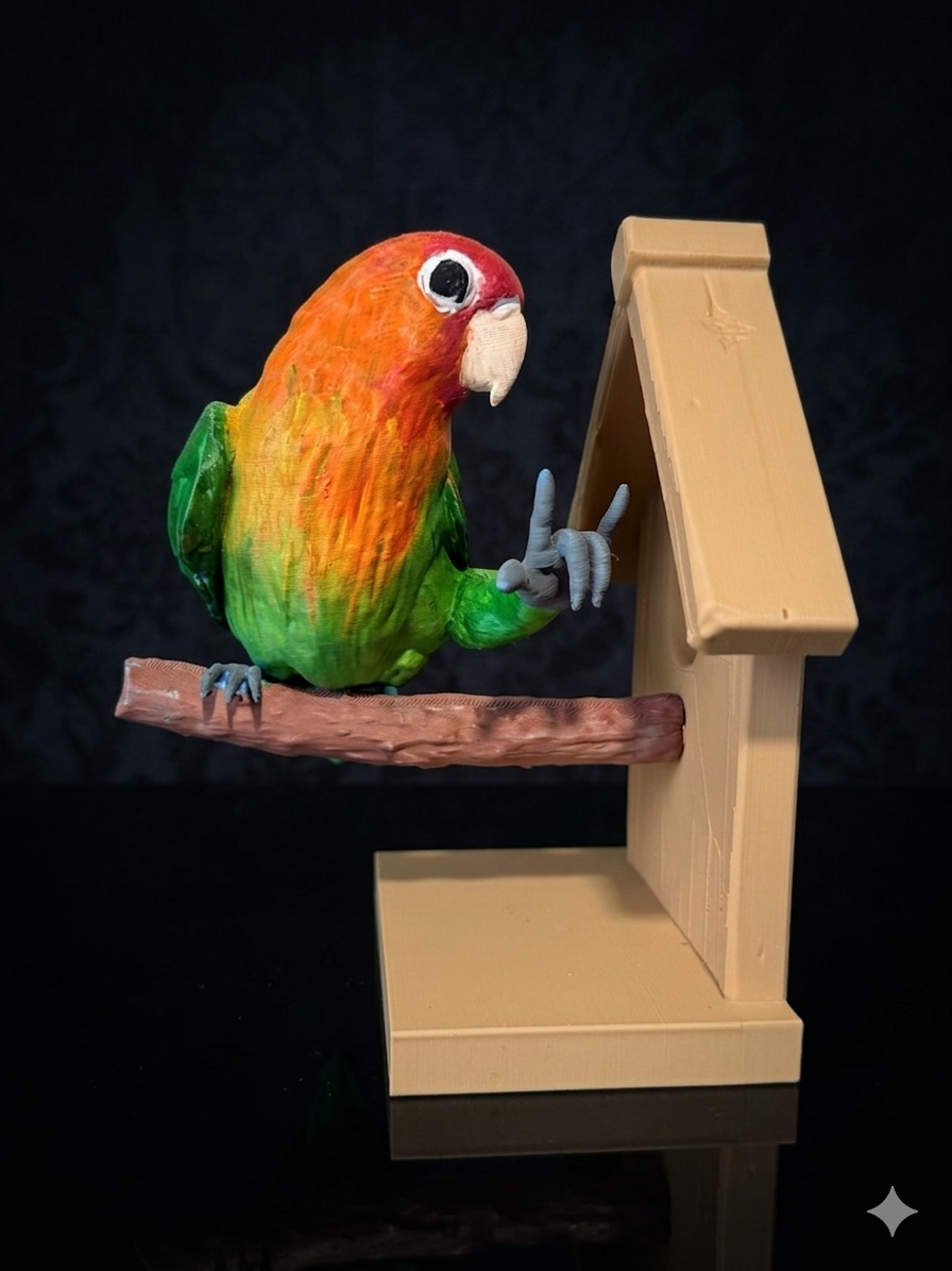 ILY ASL Colorful Lovebird  Figurine
