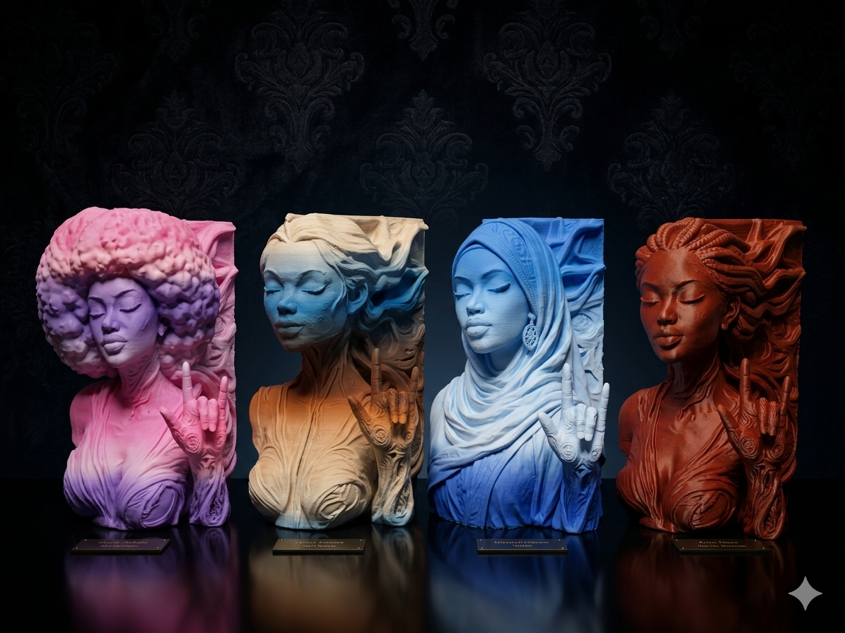 ILY ASL Cultural Women Decorative  Bookends.