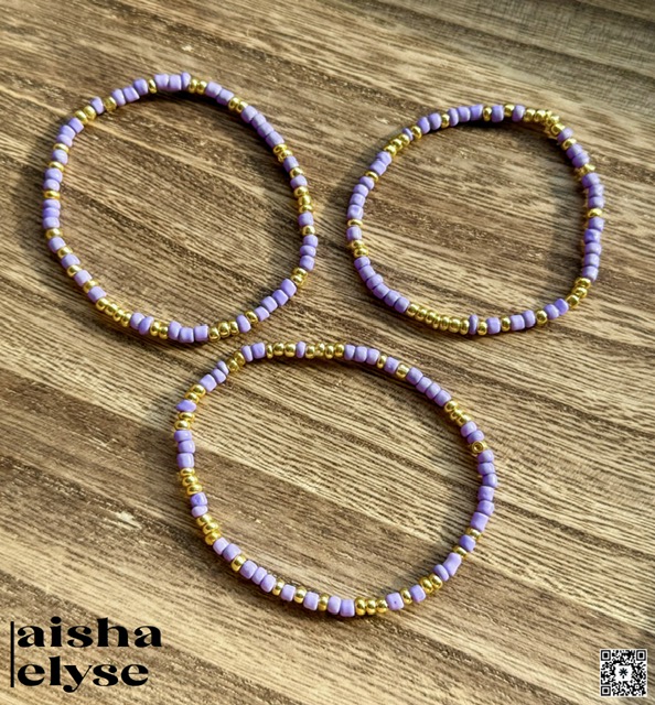 Handmade Beaded Bracelets - Purple and Gold