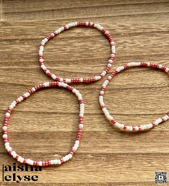 Handmade Beaded Bracelets - Rose Gold & White