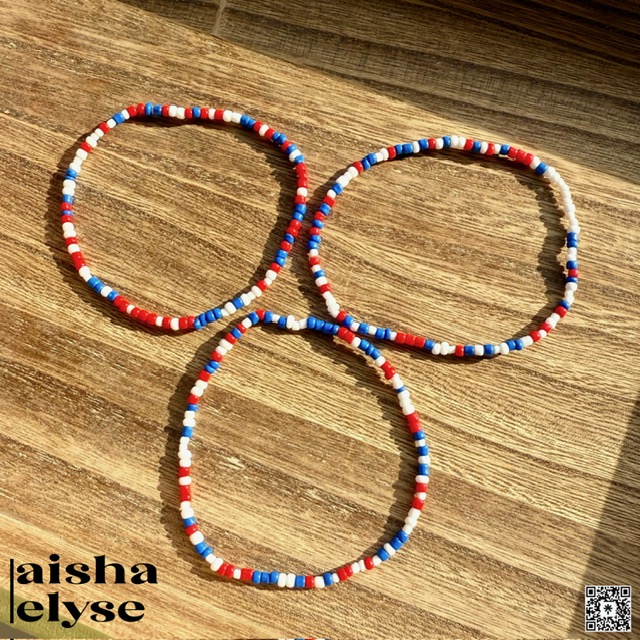 Handmade Beaded Bracelets - Red, White, & Blue.