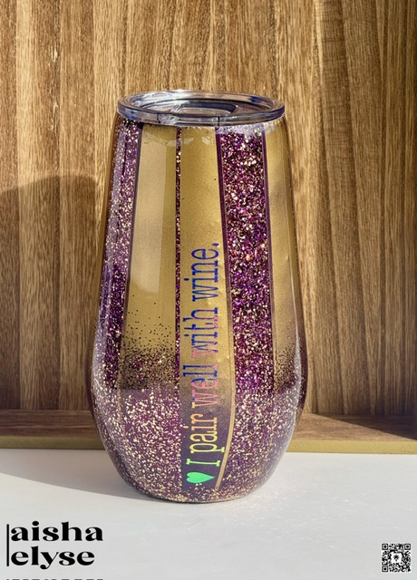 17 oz. Glitter Wine Tumbler