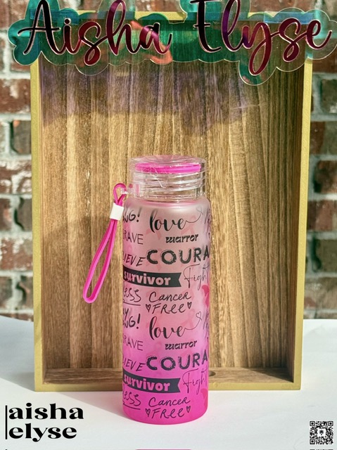 17oz. Pink 'Believe' Glass Water Bottle