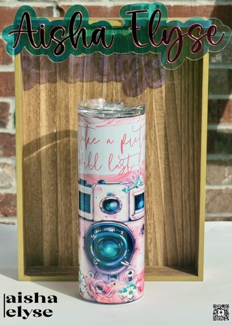 20 oz Vintage Camera-Themed Skinny Tumbler