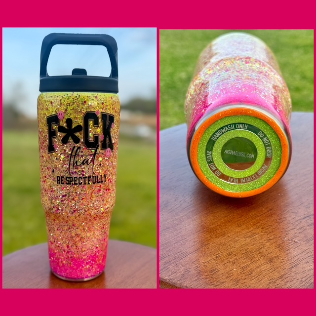 F That 30 oz Glitter Clip Mate Tumbler