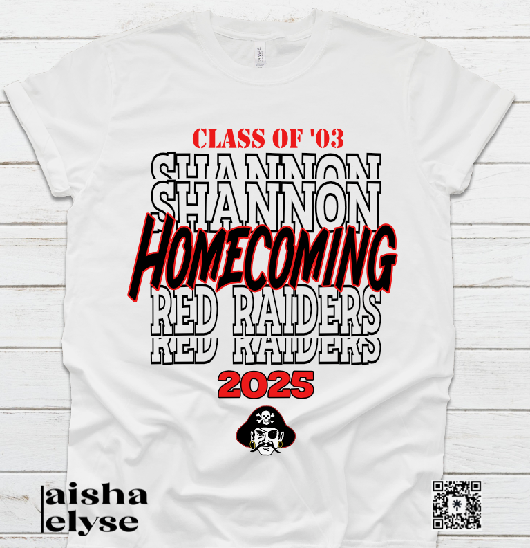 Shannon Red Raiders Stacked Homecoming T-Shirt