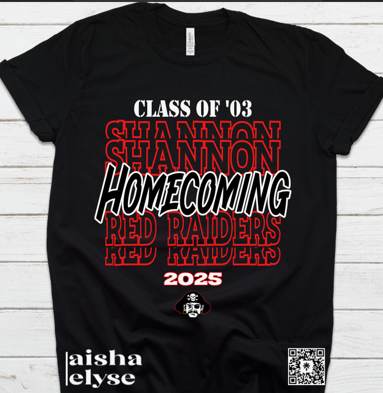 Shannon Red Raiders Stacked Homecoming T-Shirt