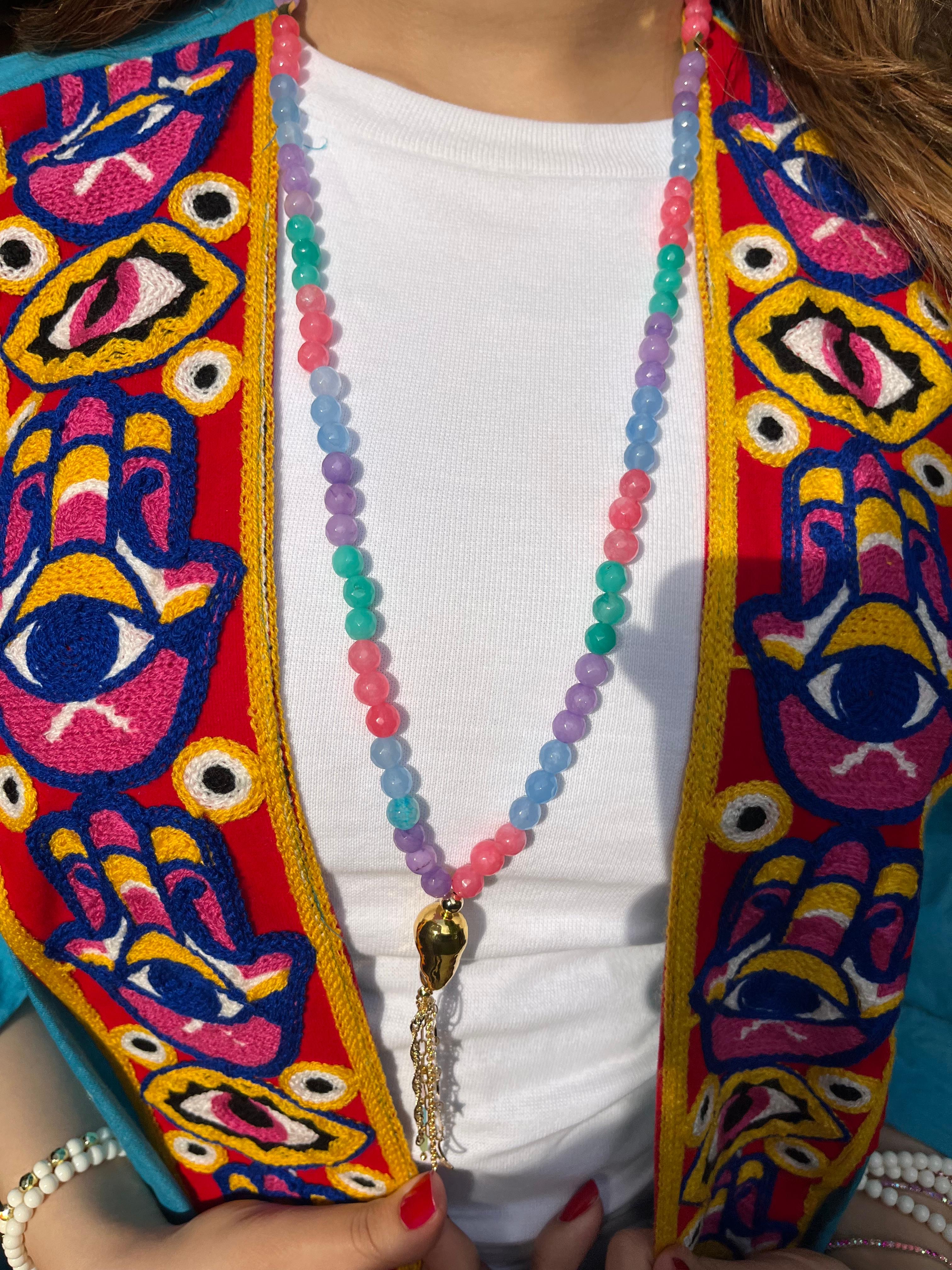 Necklace/سبحة Colorful-Agate 