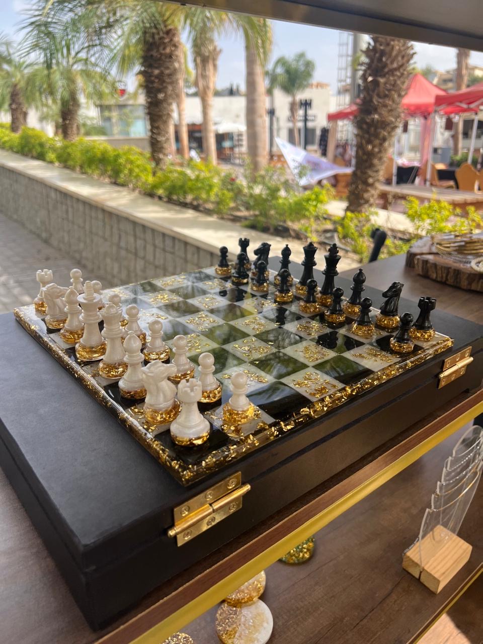 Chessboard Gold with white and black