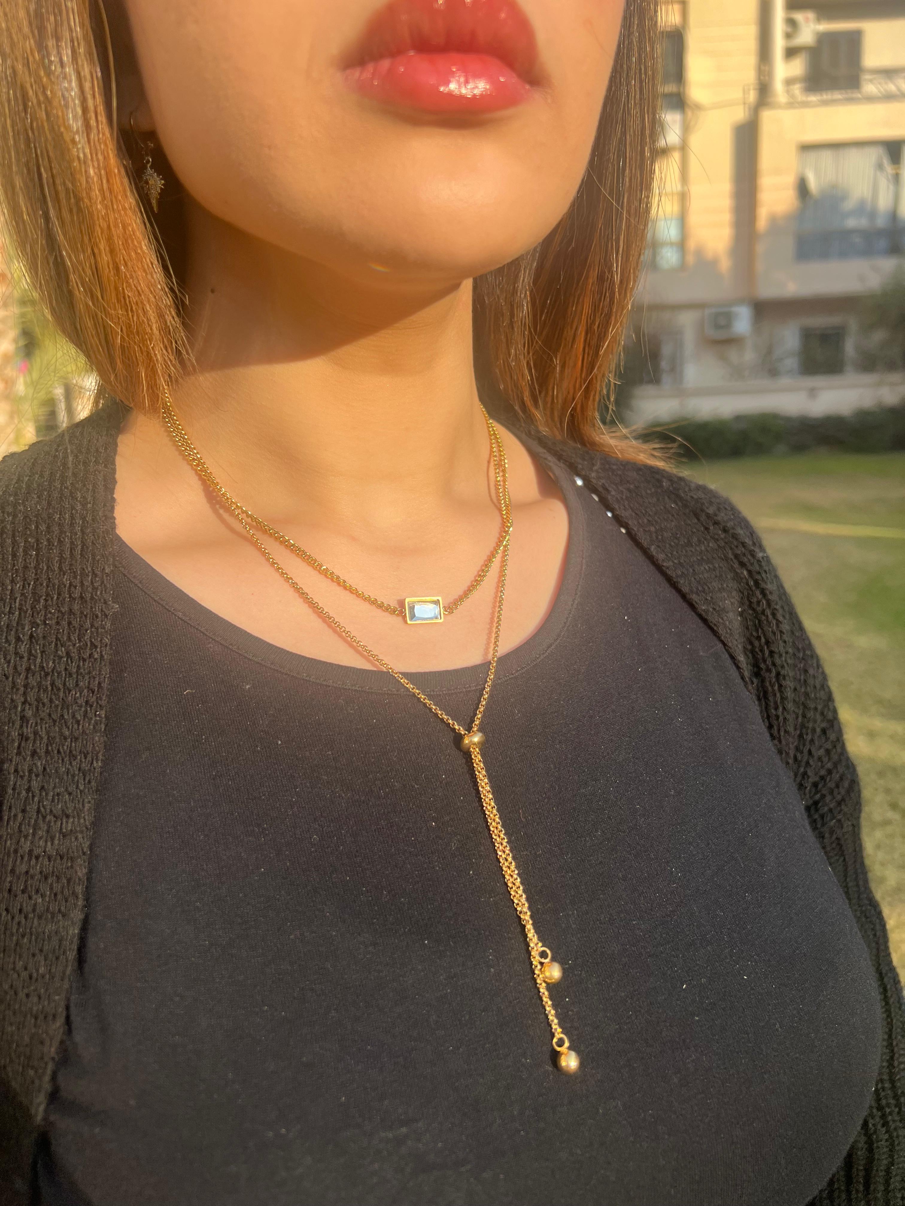 Bezel set layered necklace 