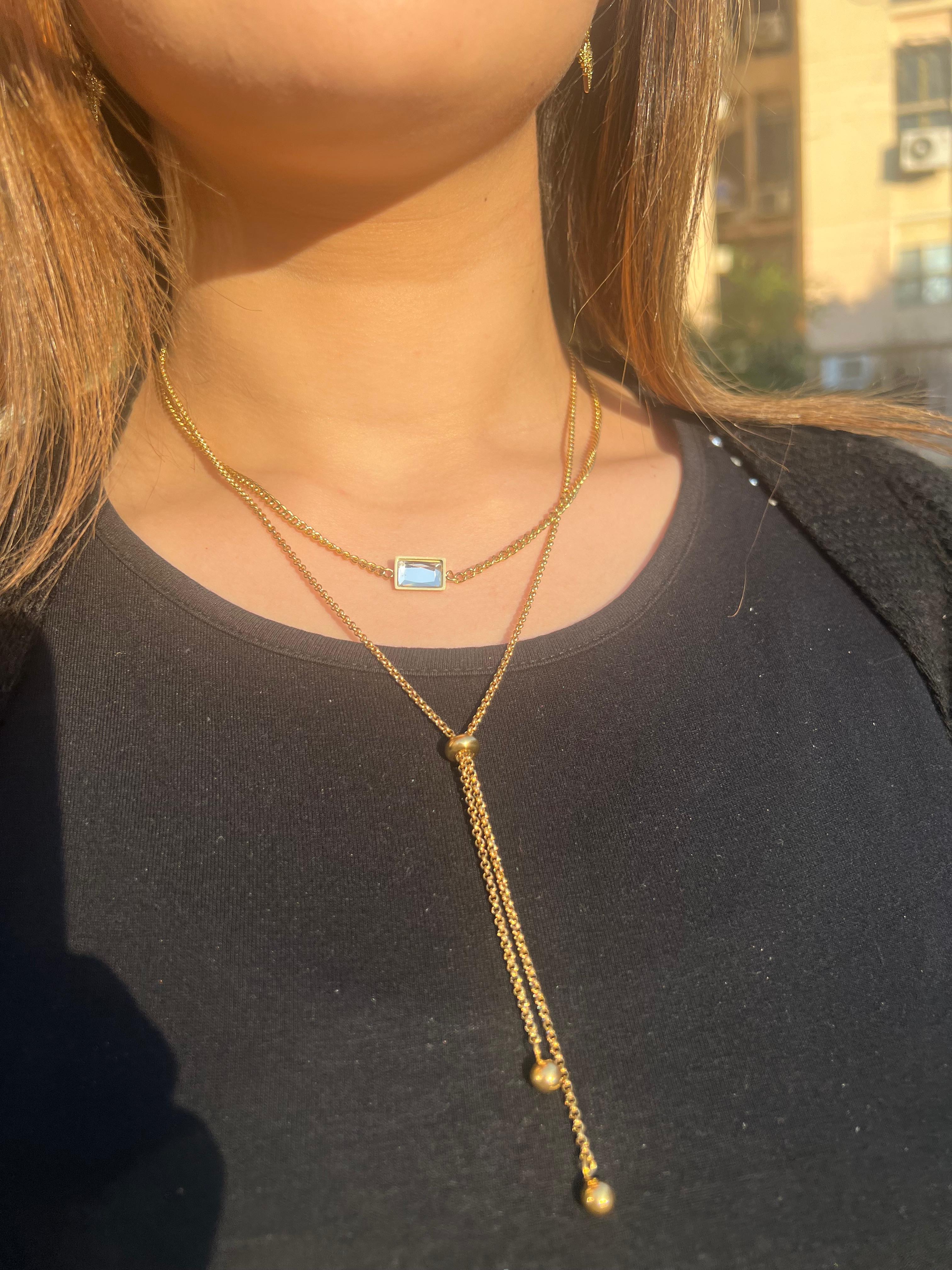 Bezel set layered necklace 