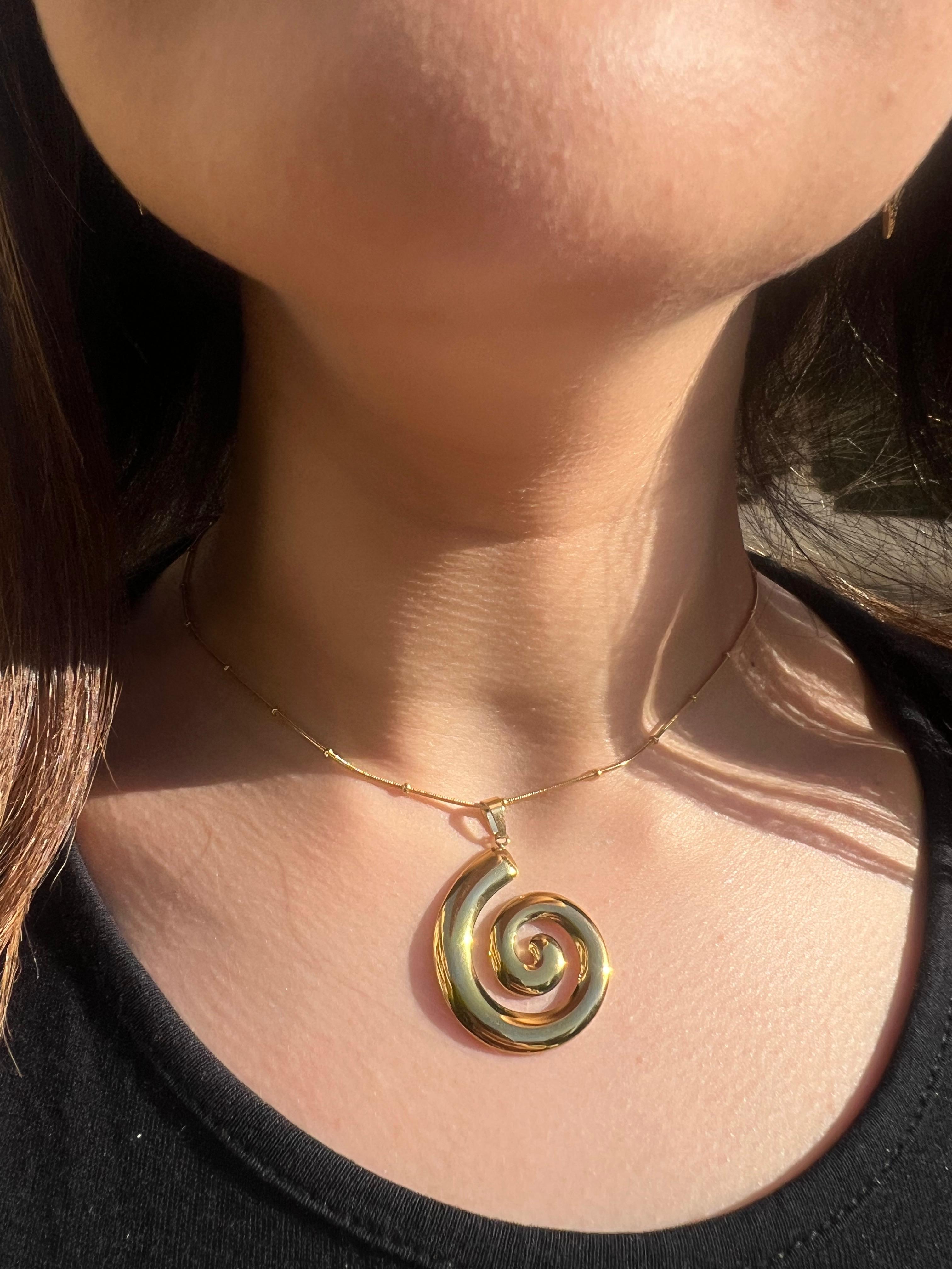 Gold antiturnish Spiral Pendant Necklace 