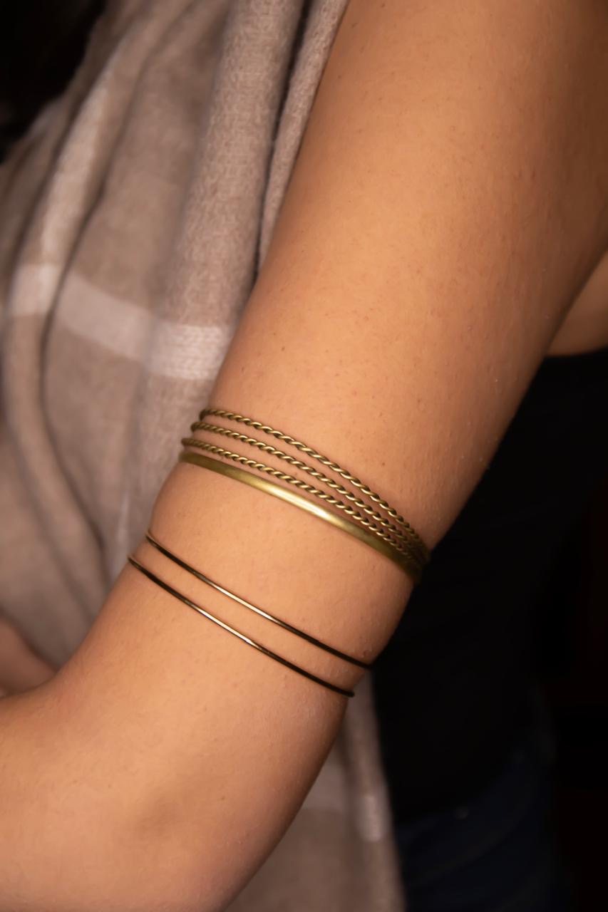 Simple Goth Glossy Gold Open Cuff Bangles