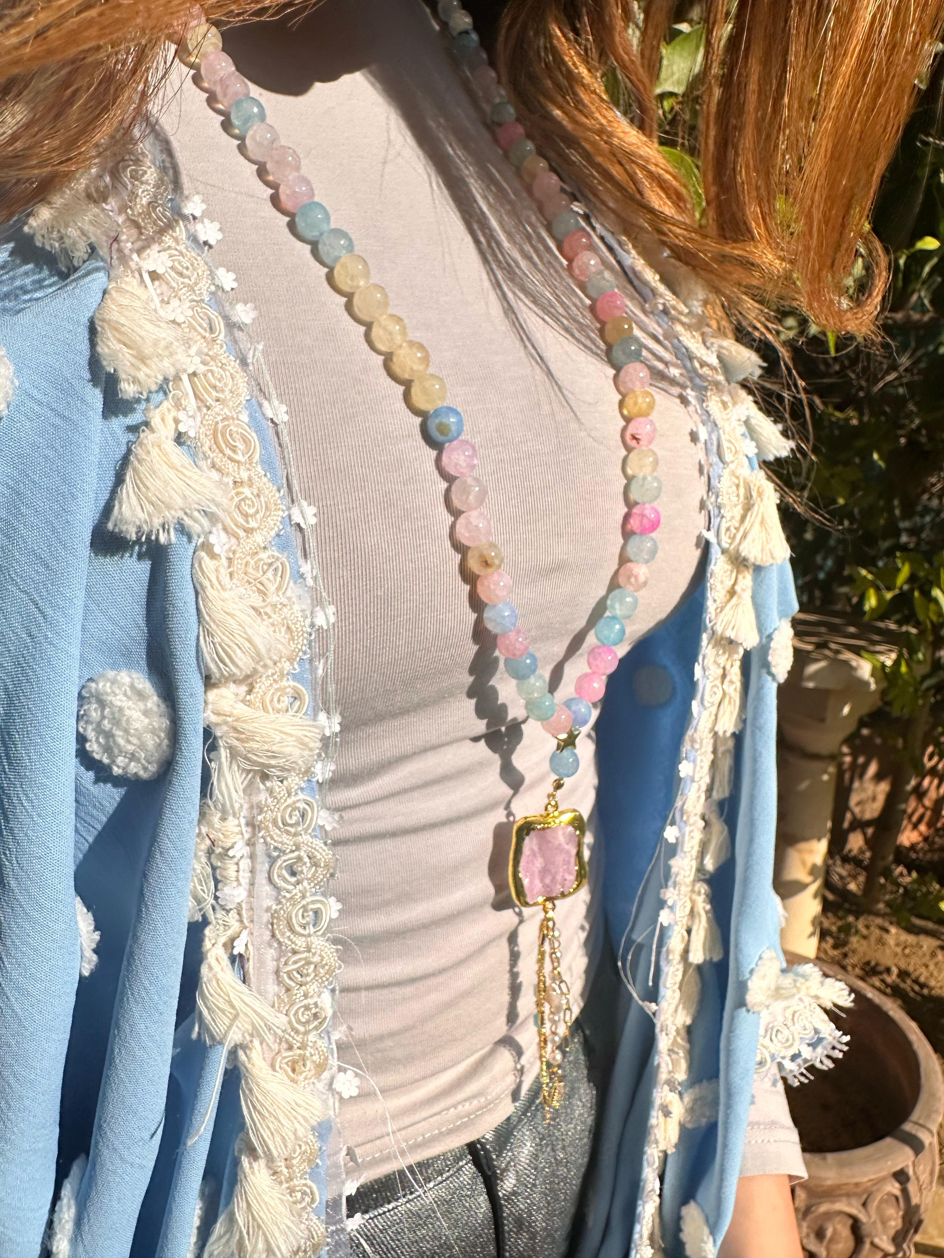 Neclace/سبحة  Pastel Colors-Agate 