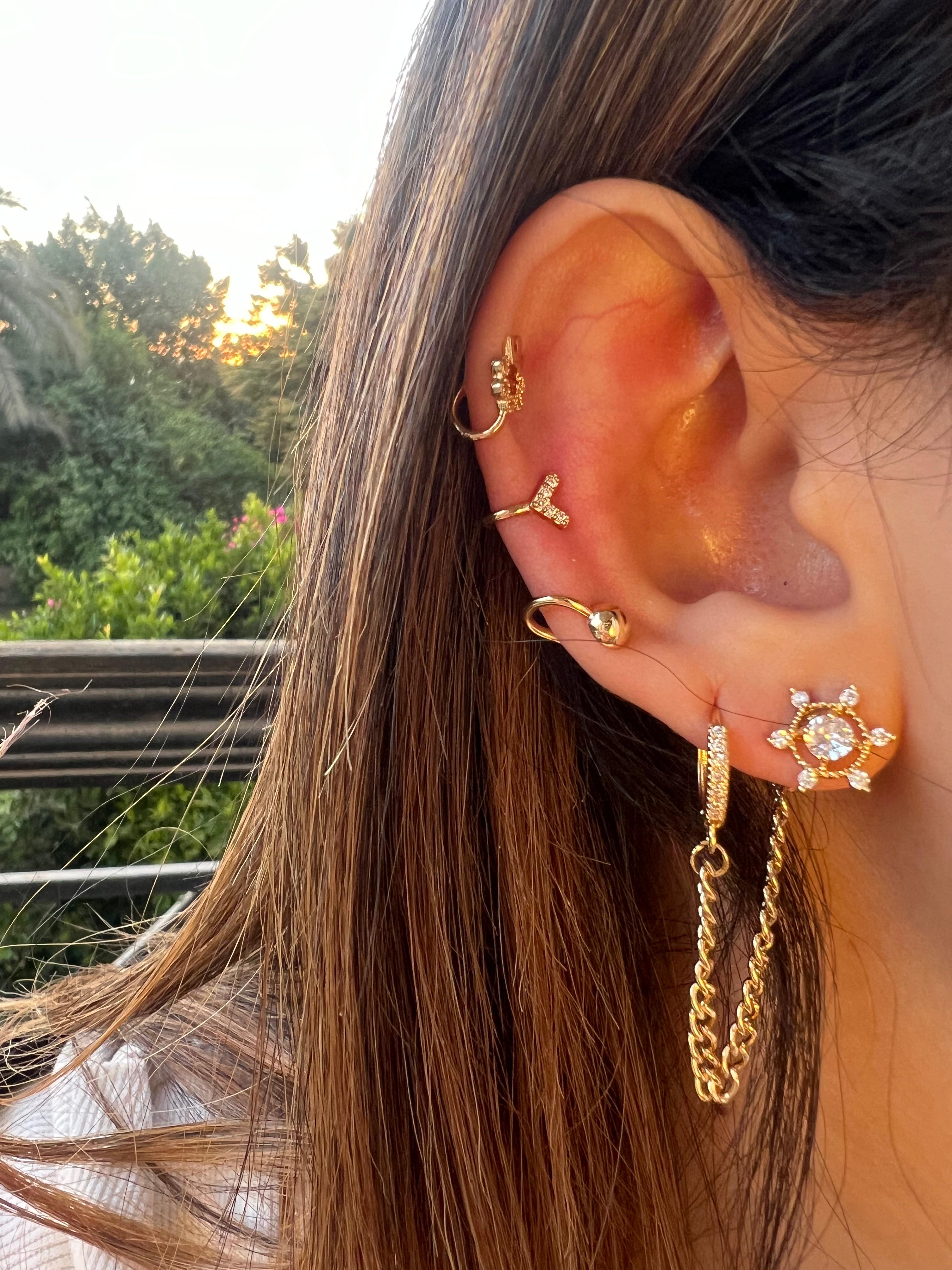Chain double hop earrings
