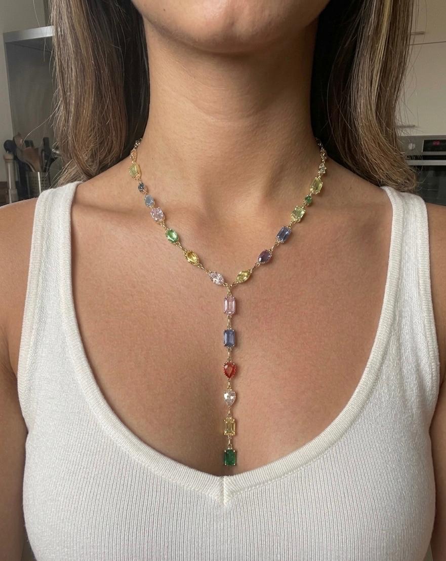 Colorful crystal drop necklace