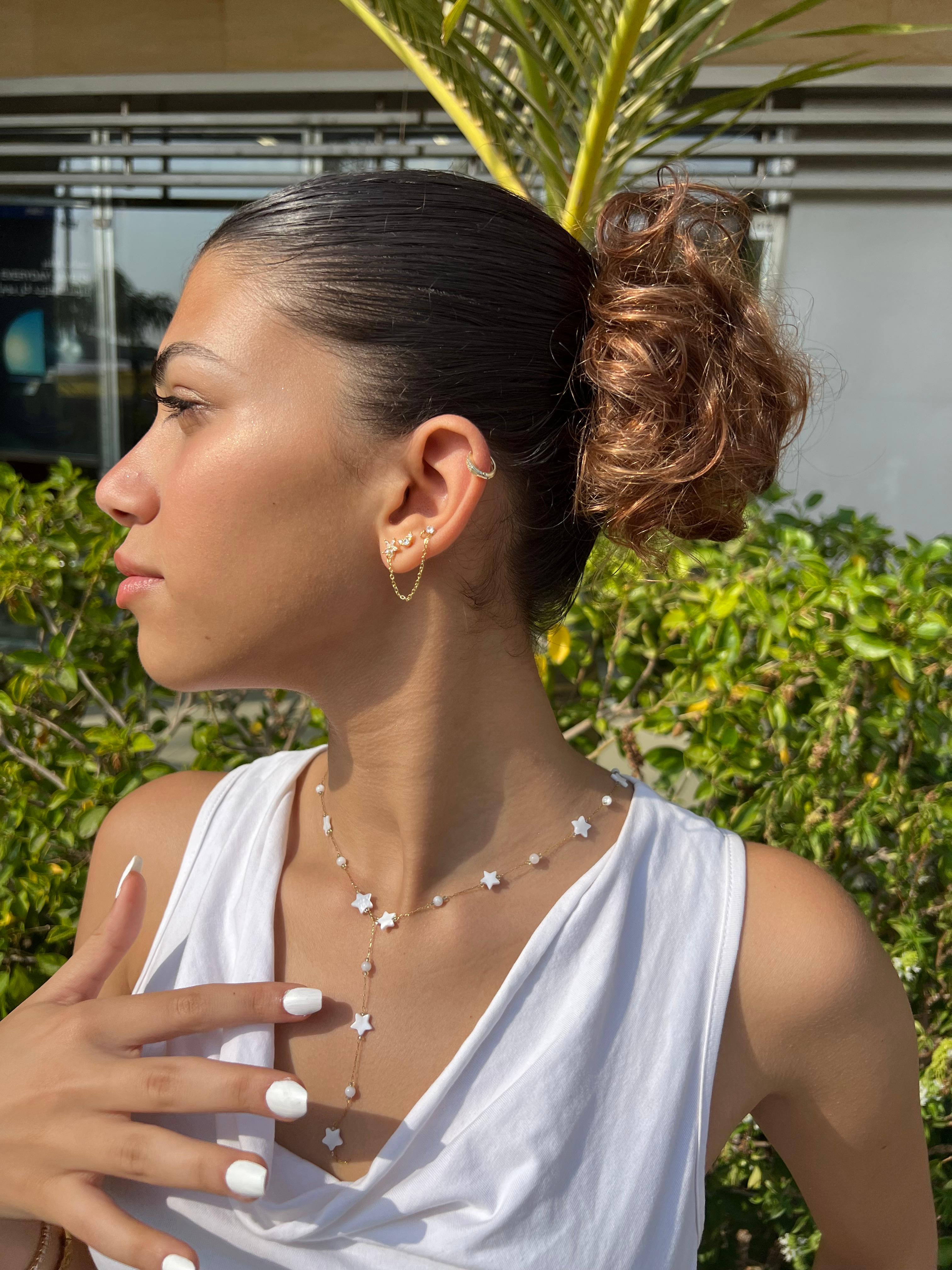 Star and Pearl Drop Necklace