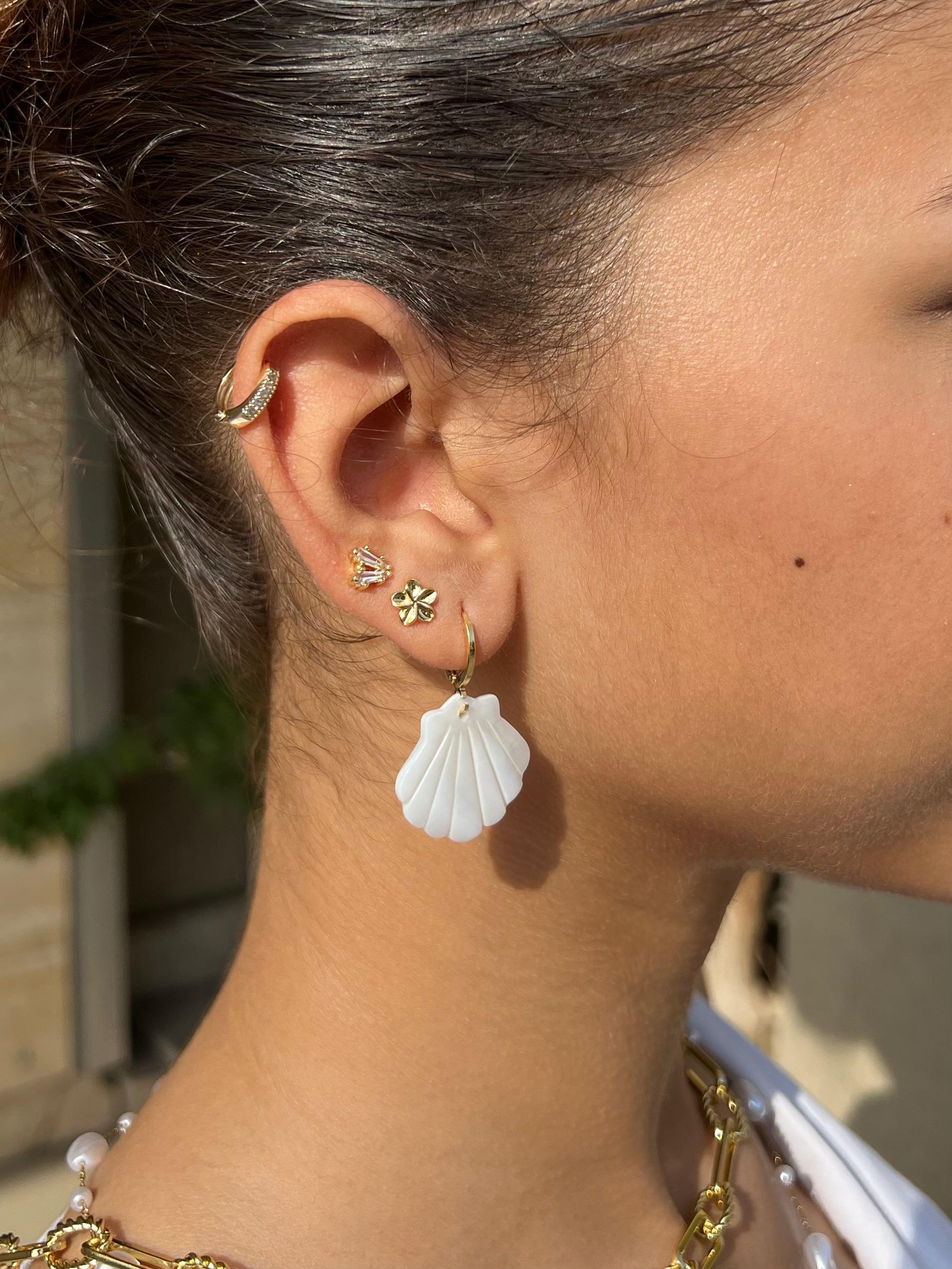 White Shell Drop Earrings