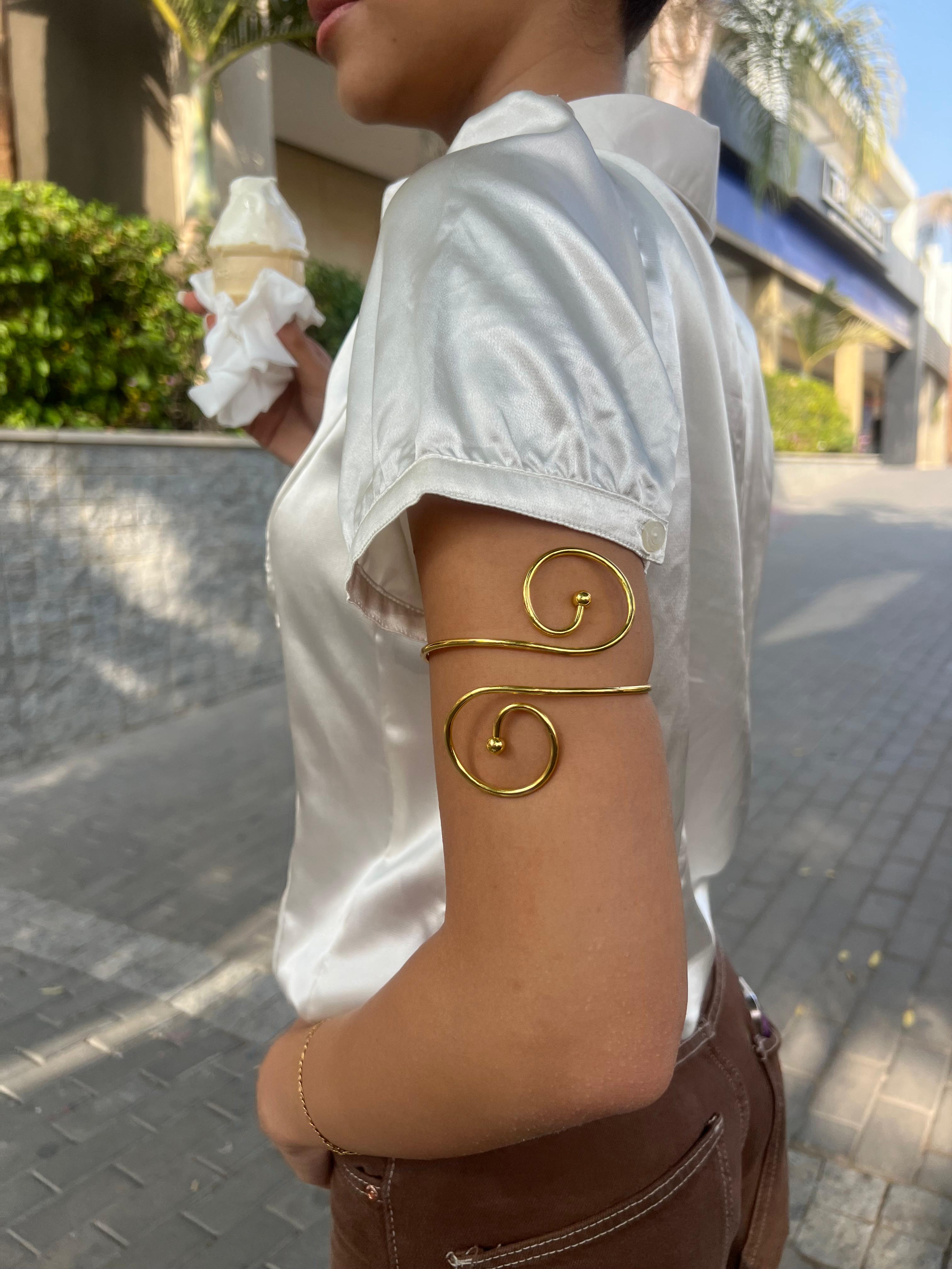 Gold Spiral Arm Cuff