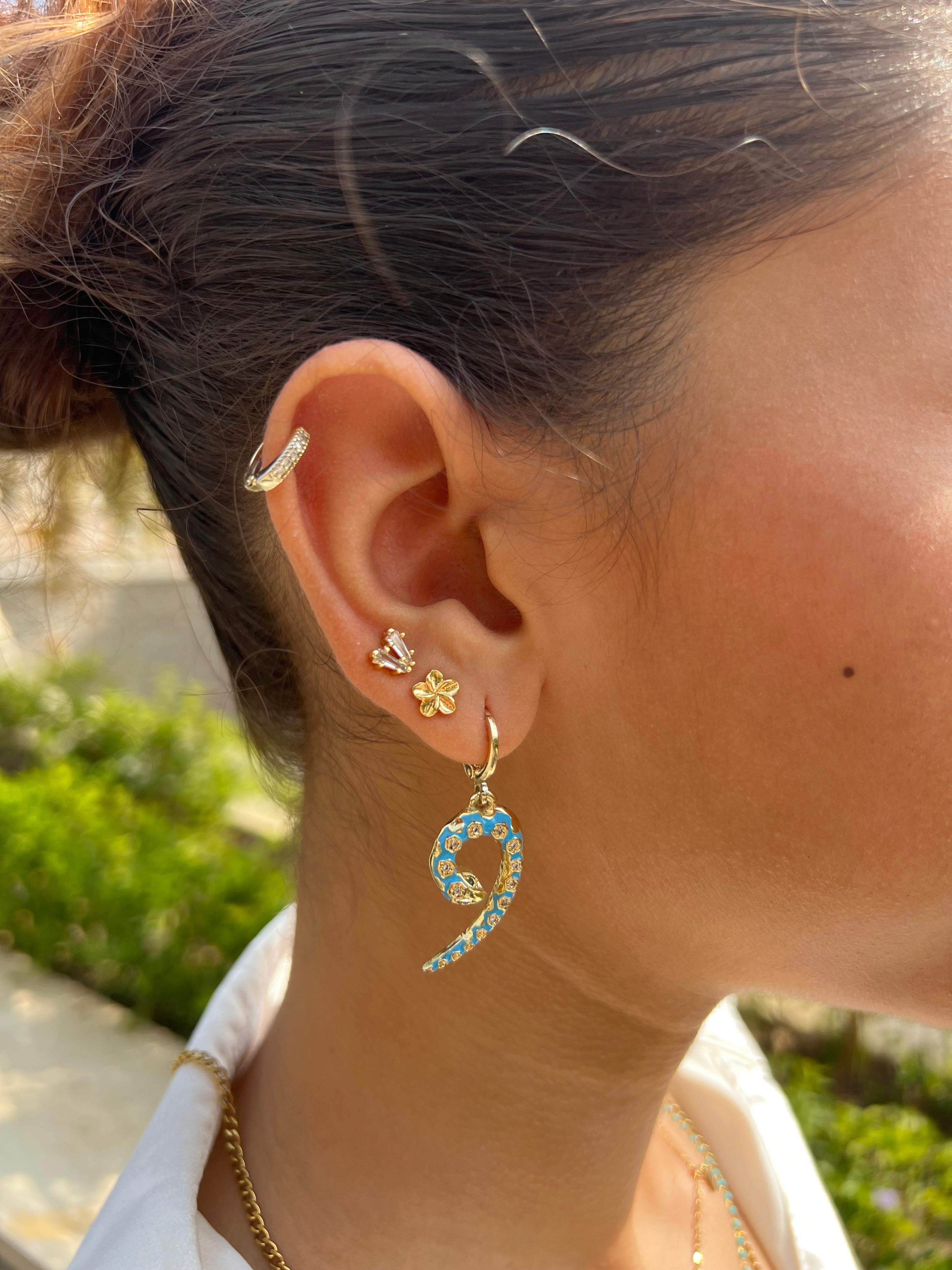 Blue snake earring 