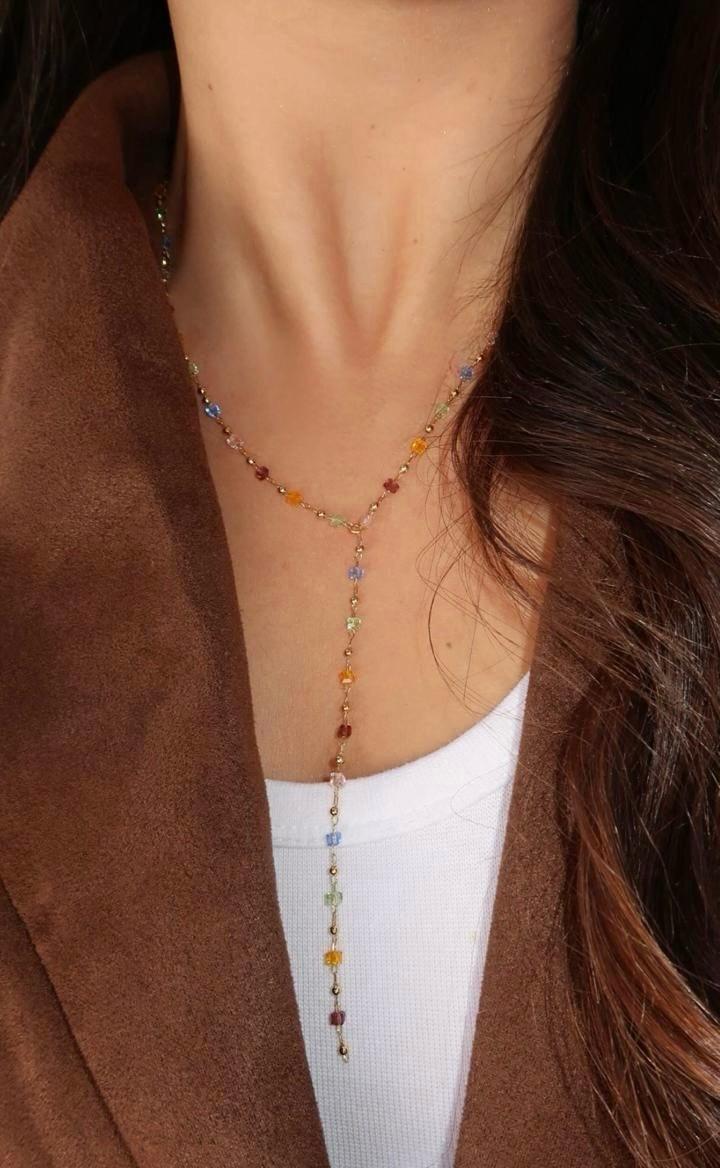 Colorful crystal drop necklace