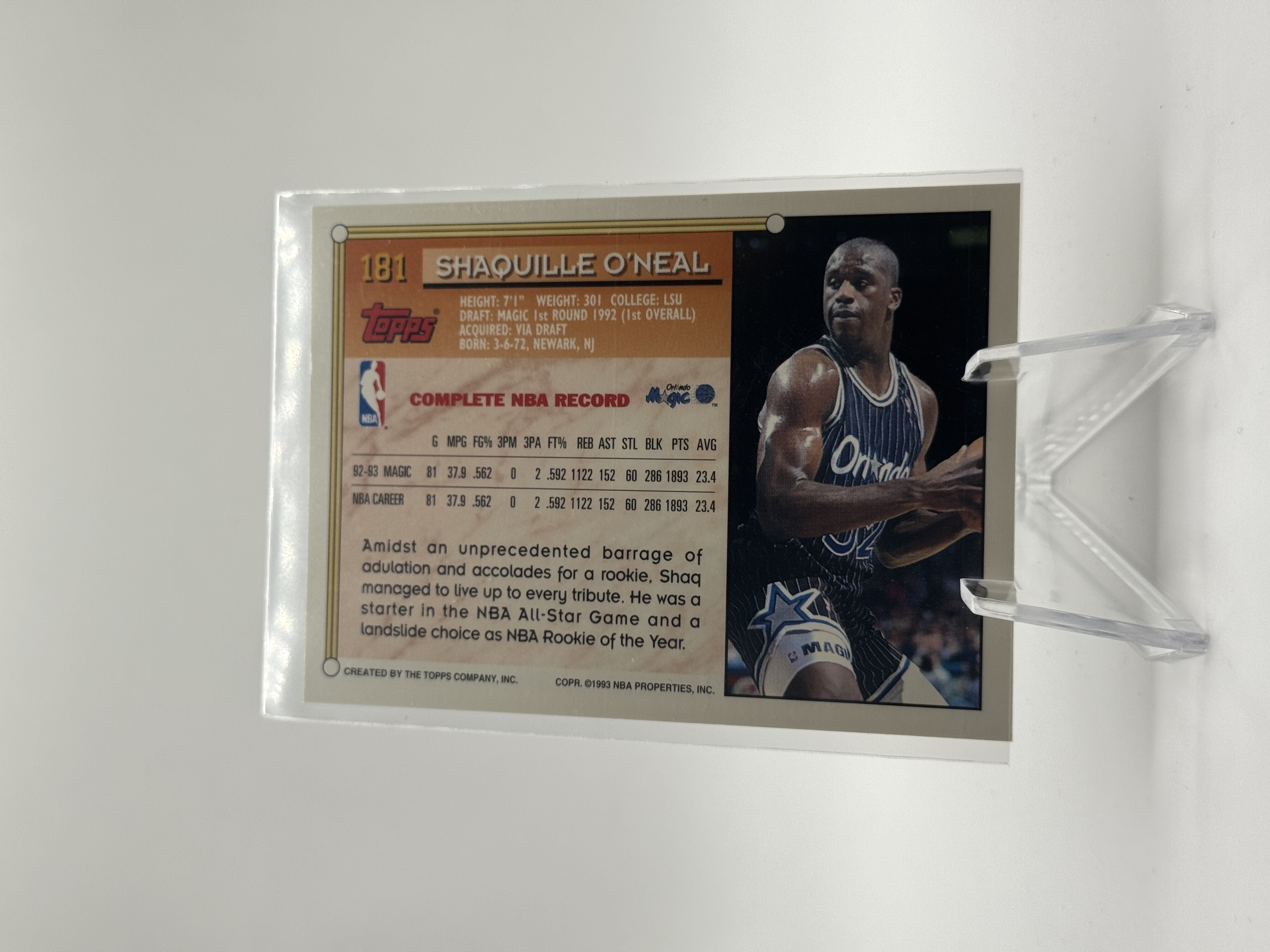 Shaquille O'Neal Rookie Card Gold #181 - 1993-94 Topps Magic