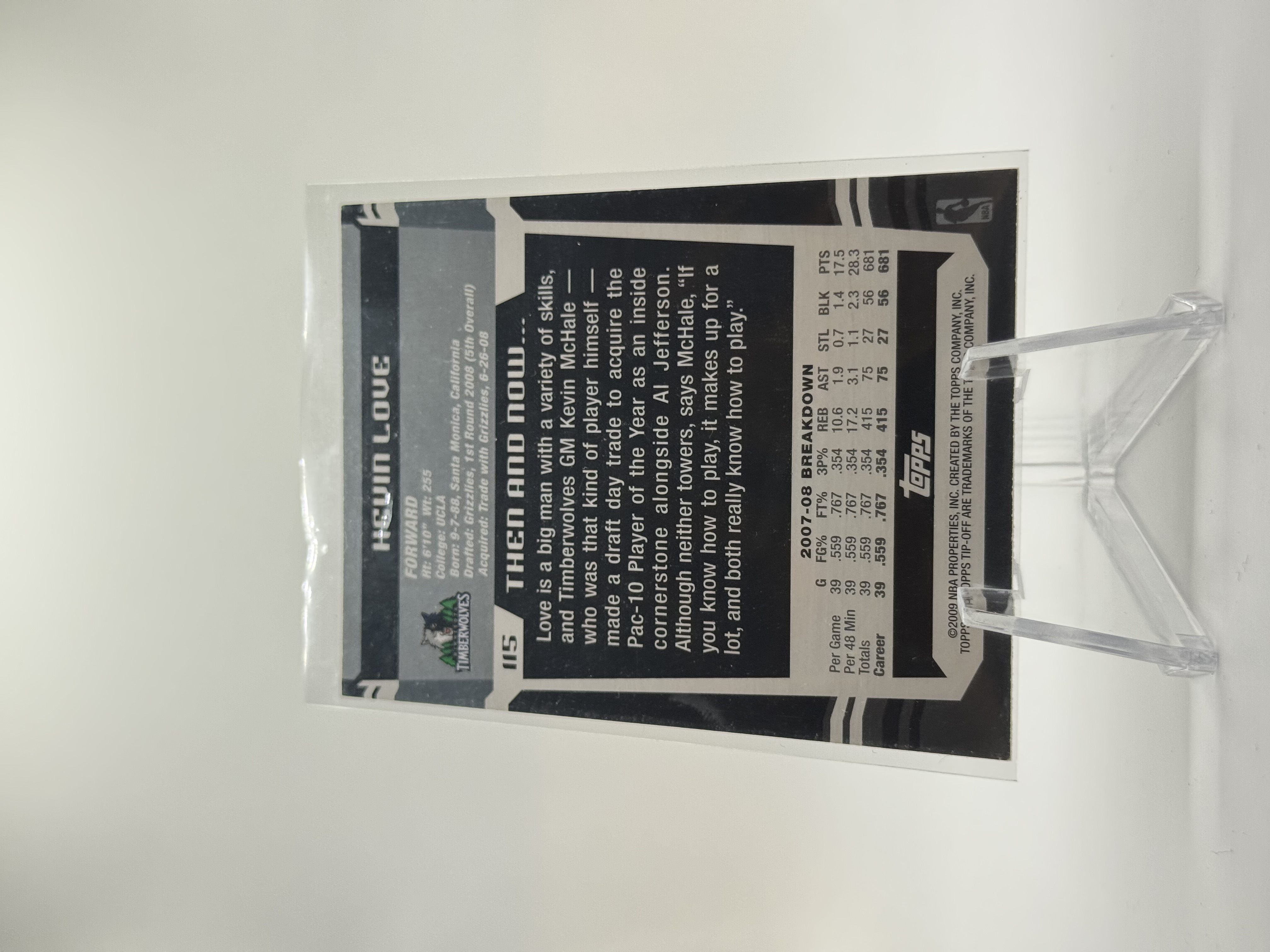 Kevin Love Rookie #115 - 2008-09 Topps Tip-Off