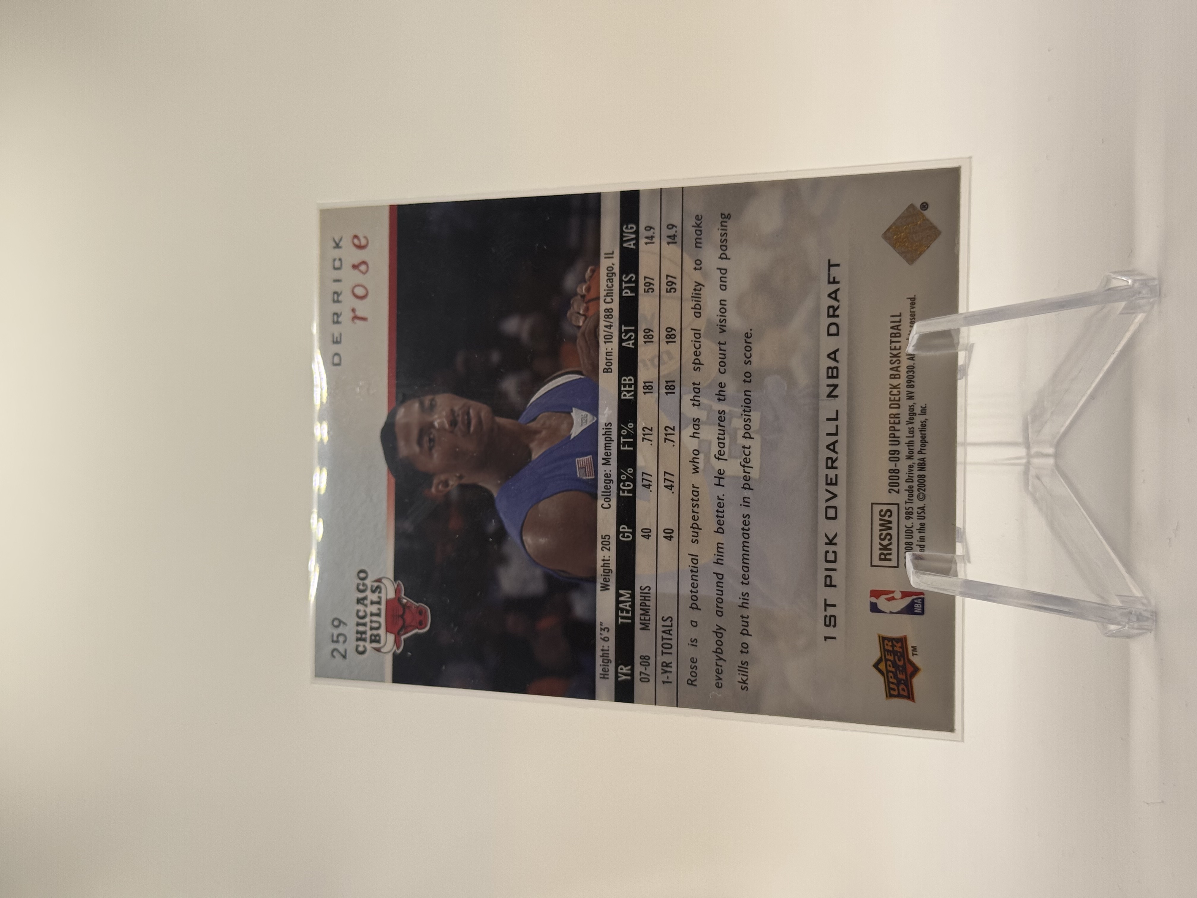 Derrick Rose Rookie Card #259 2008-09 Upper Deck