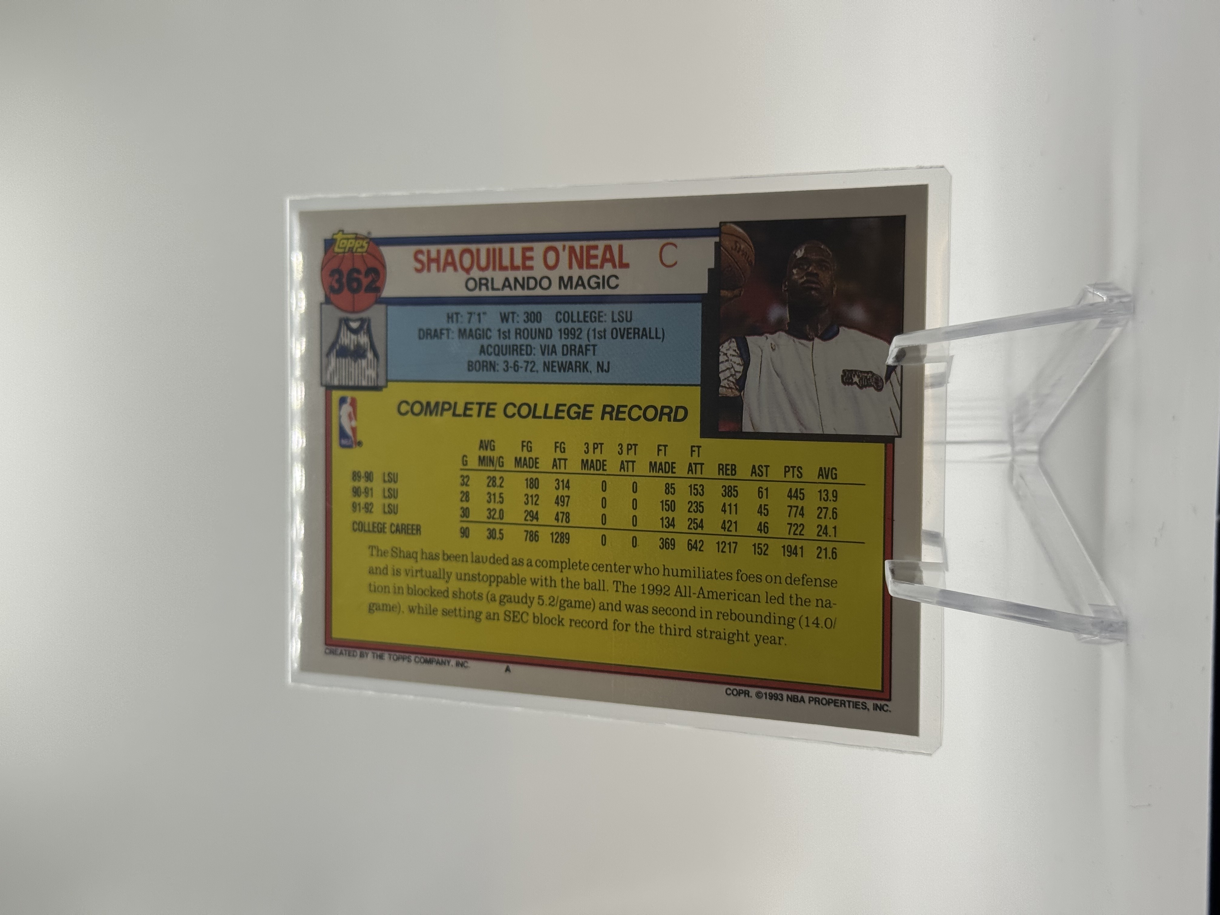 Shaquille O'Neal Rookie Card1992-93 Topps #362