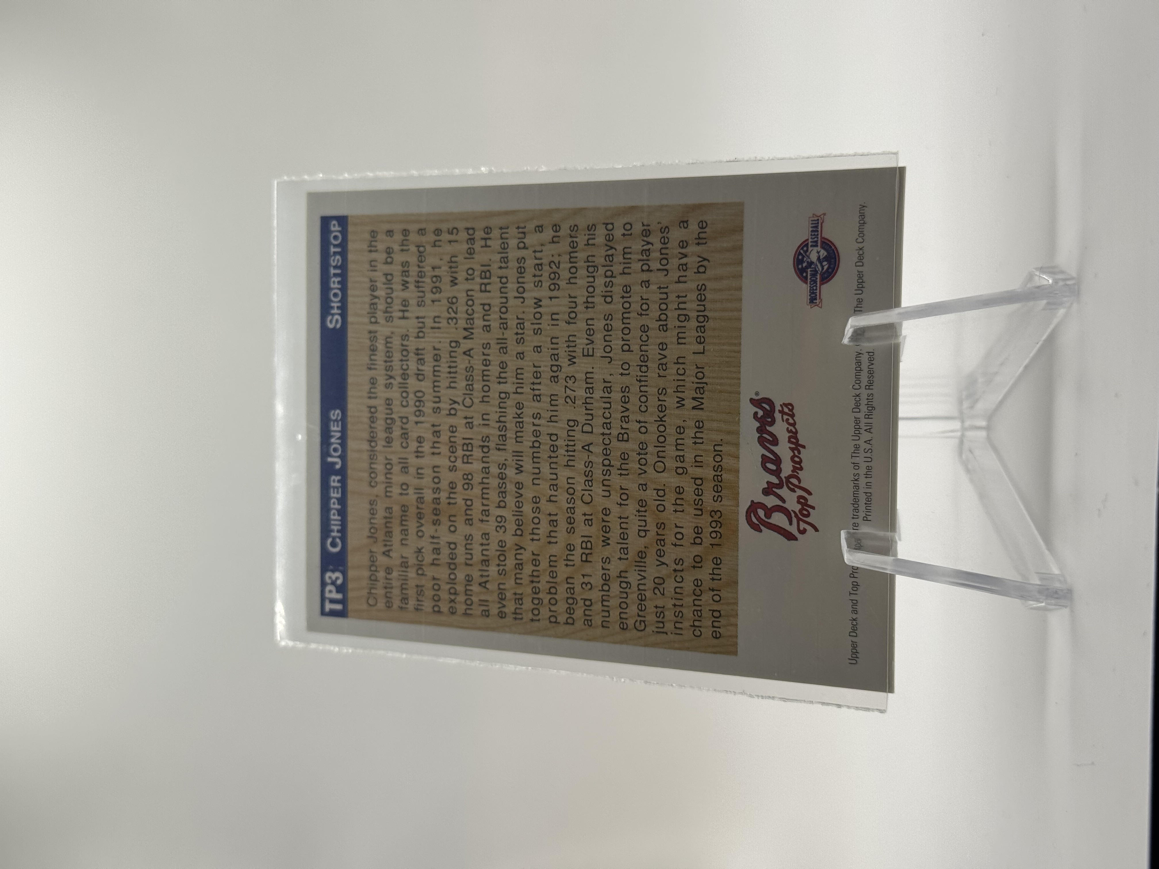 Chipper Jones 1992 Upper Deck Minor League #TP3 Mirrored Silver