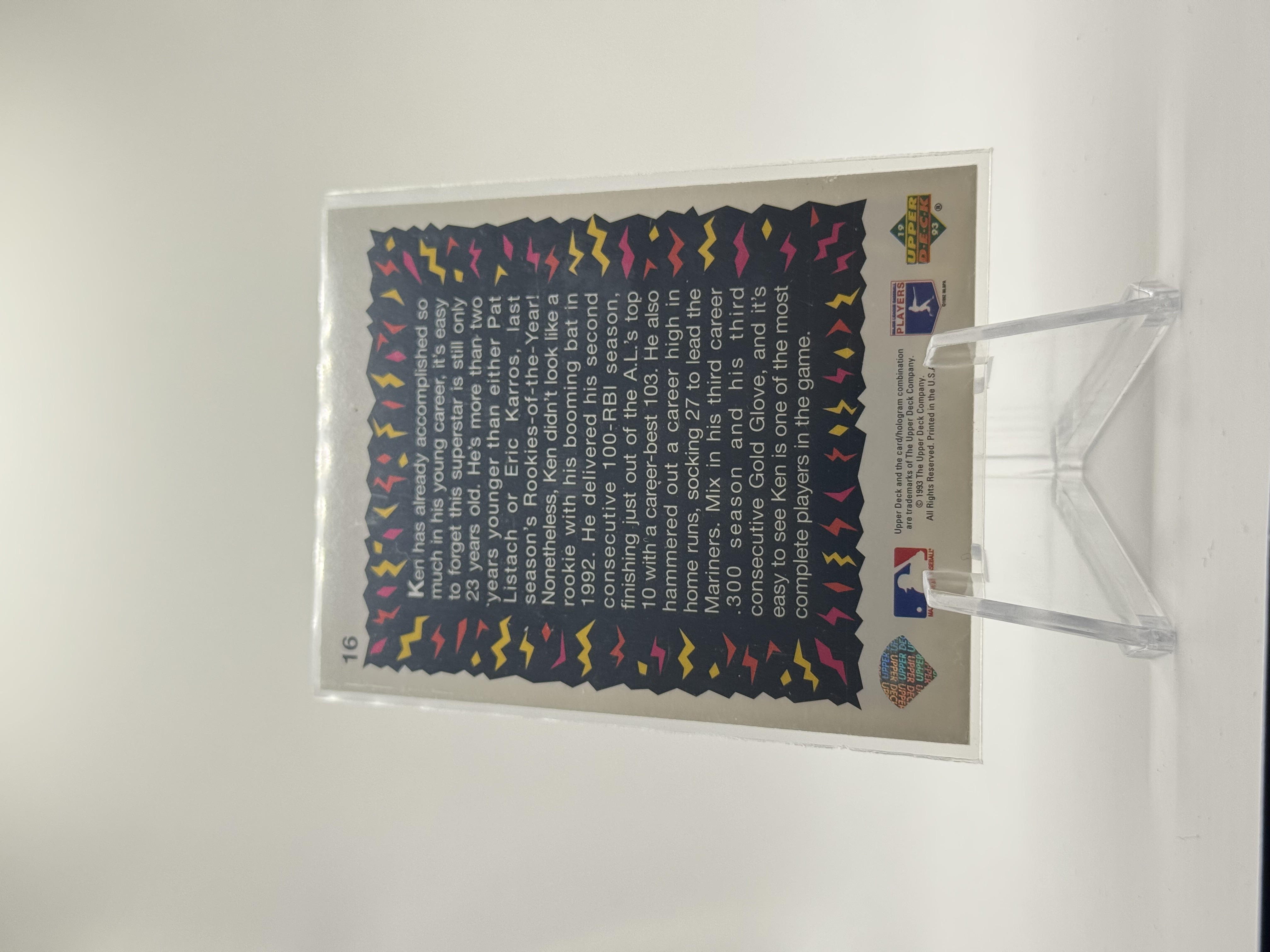 Ken Griffey Jr 1993 Upper Deck Hot Shots #16