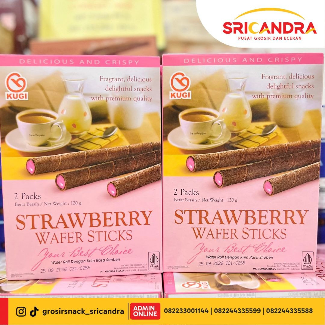 Kugi Wafer Stick Strawberry 100gr