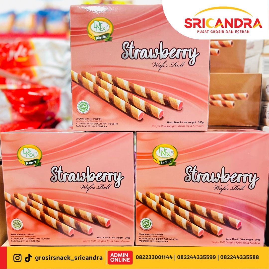 Denex Wafer Roll Strawberry 300gr