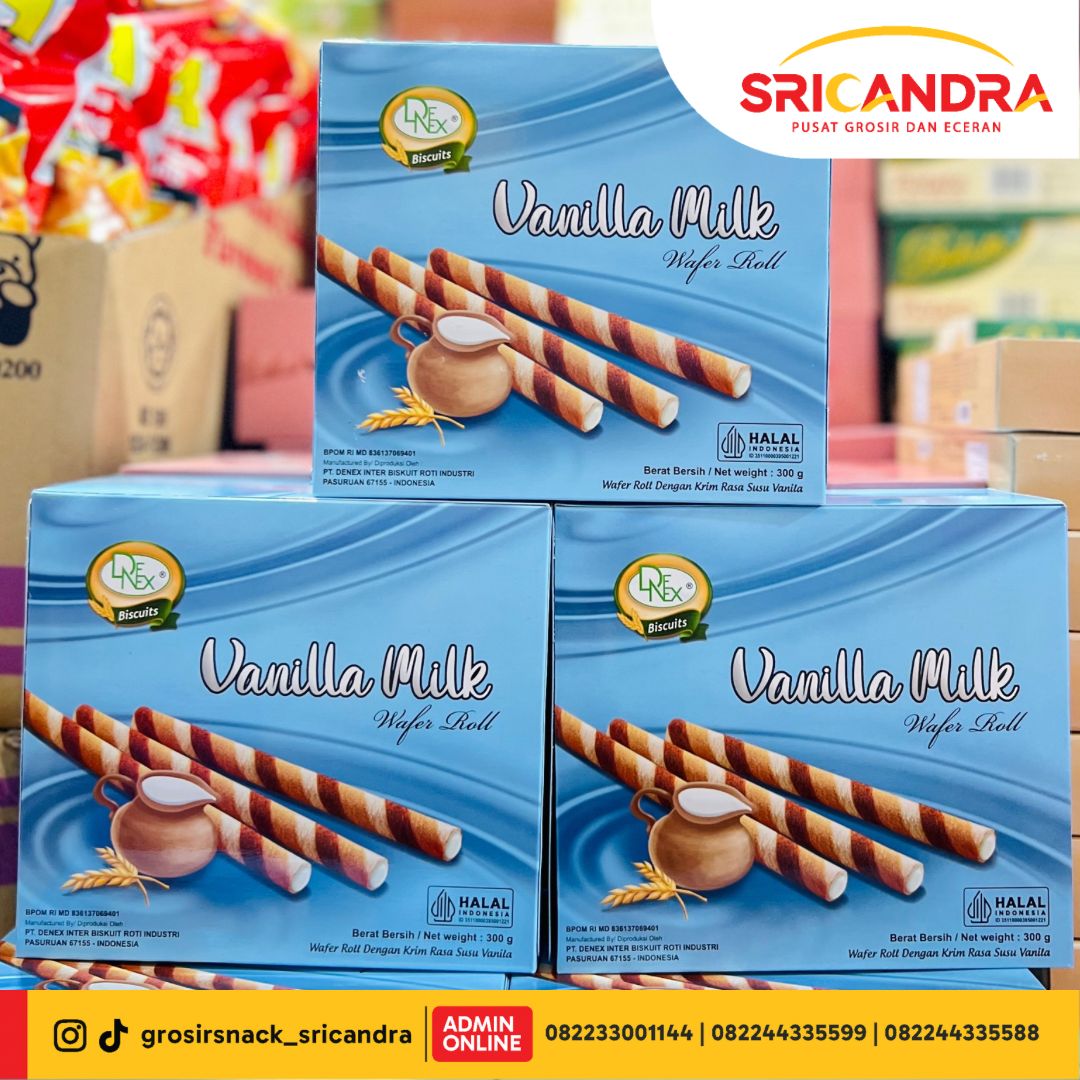 Denex Wafer Roll Vanilla Milk 300gr