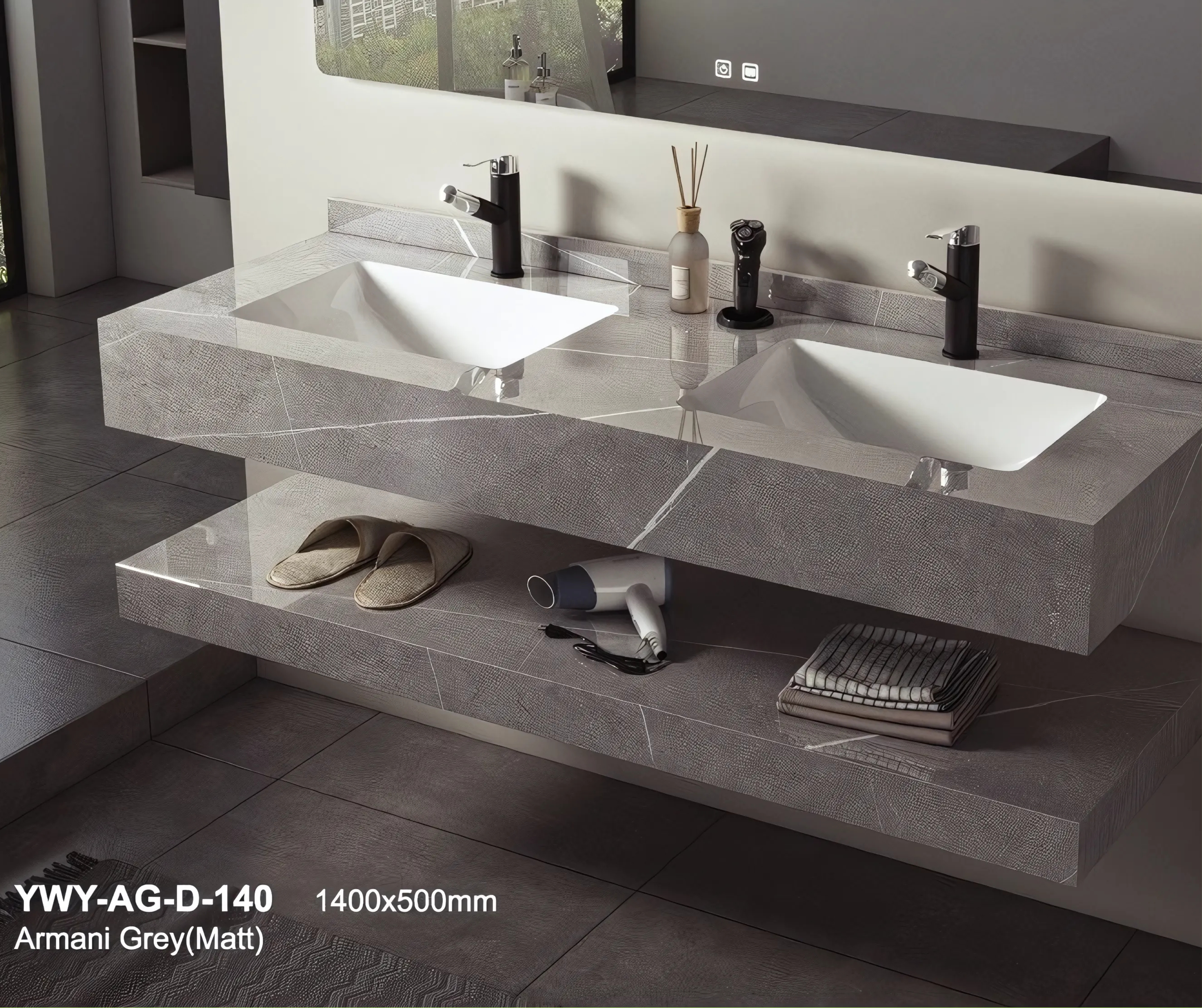 ARMAMI GREY  BALVANO BATHROOM CABINET