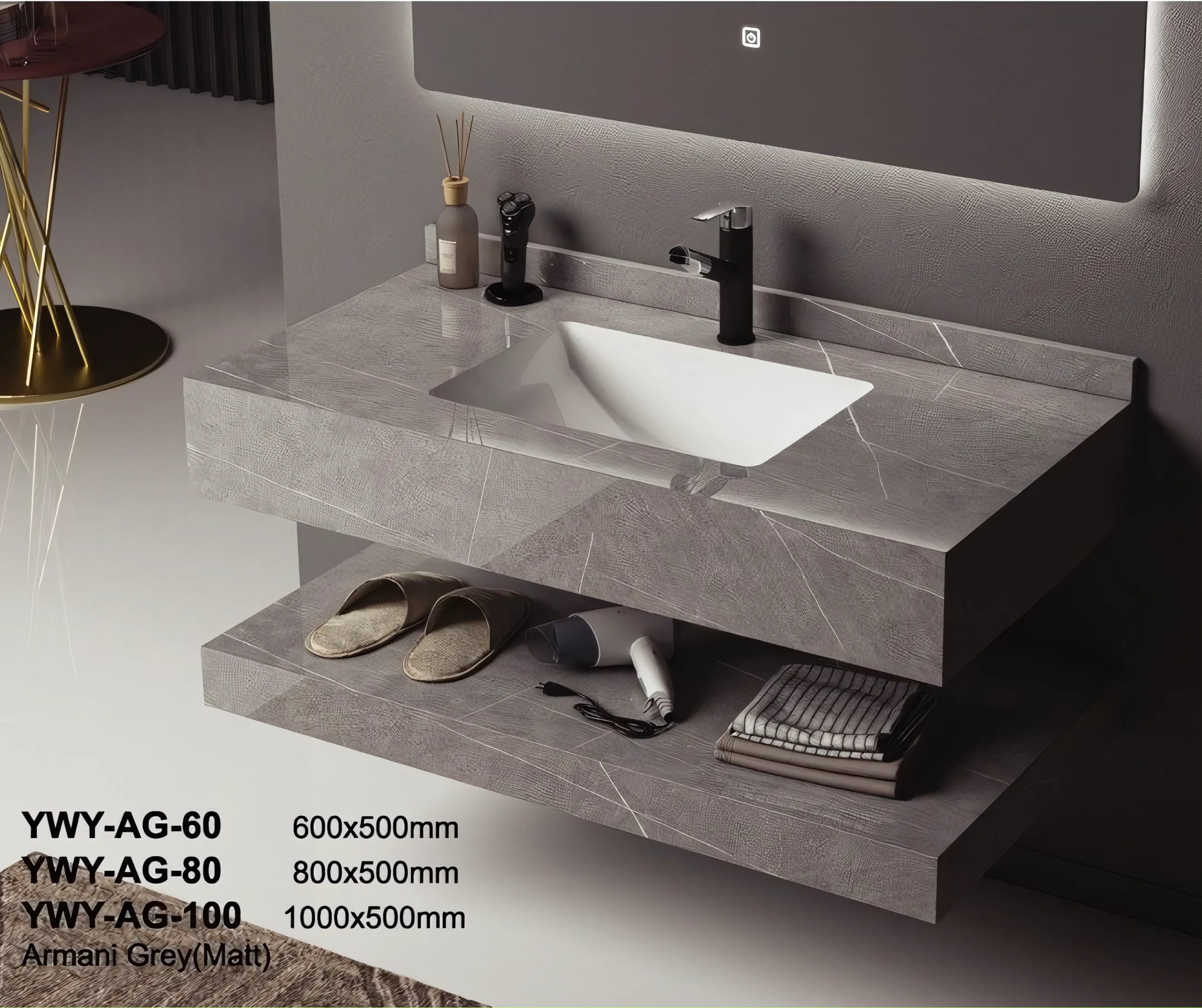 ARMAMI GREY  BALVANO BATHROOM CABINET