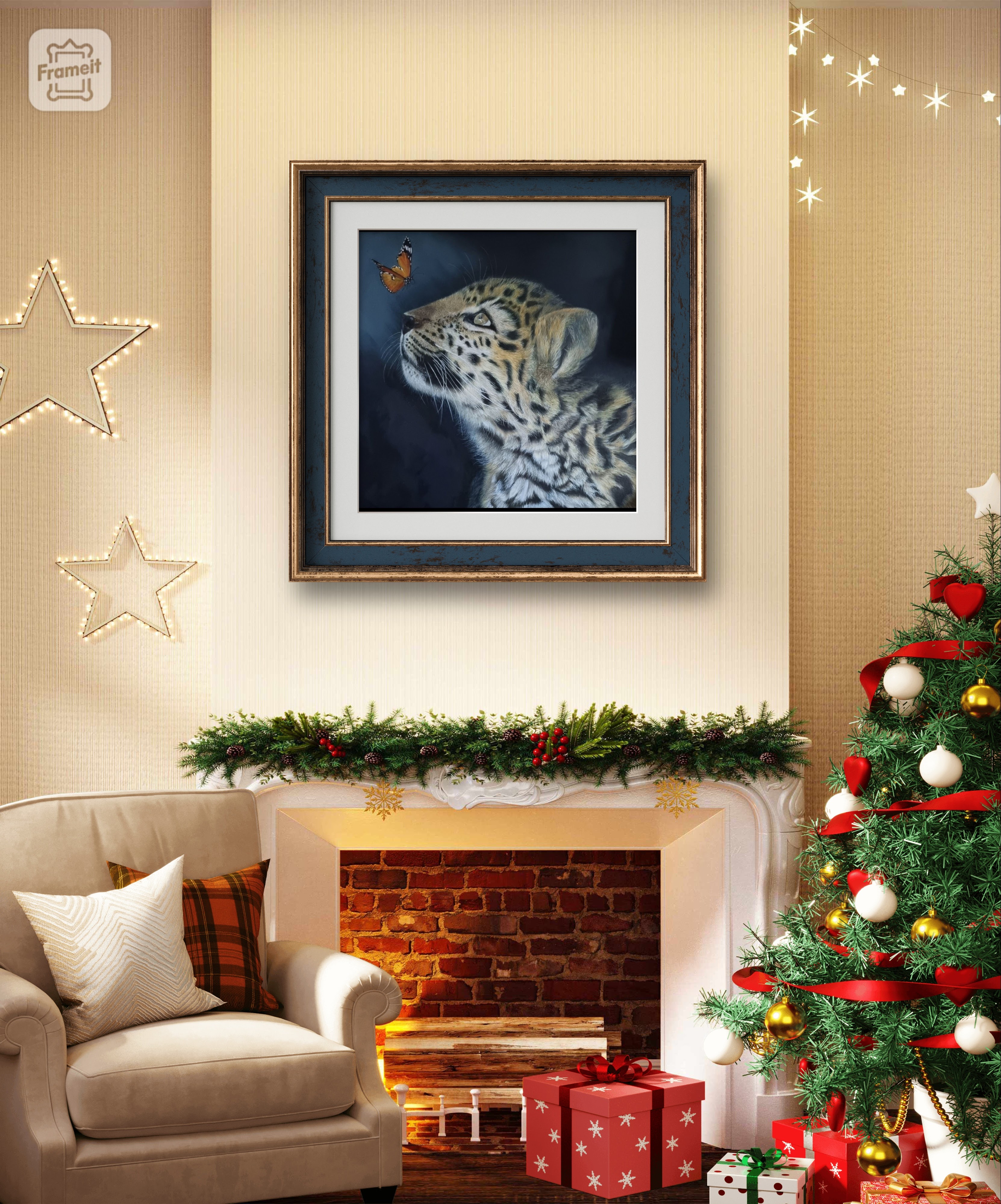 Leopard Painting - Prince and the butterfly