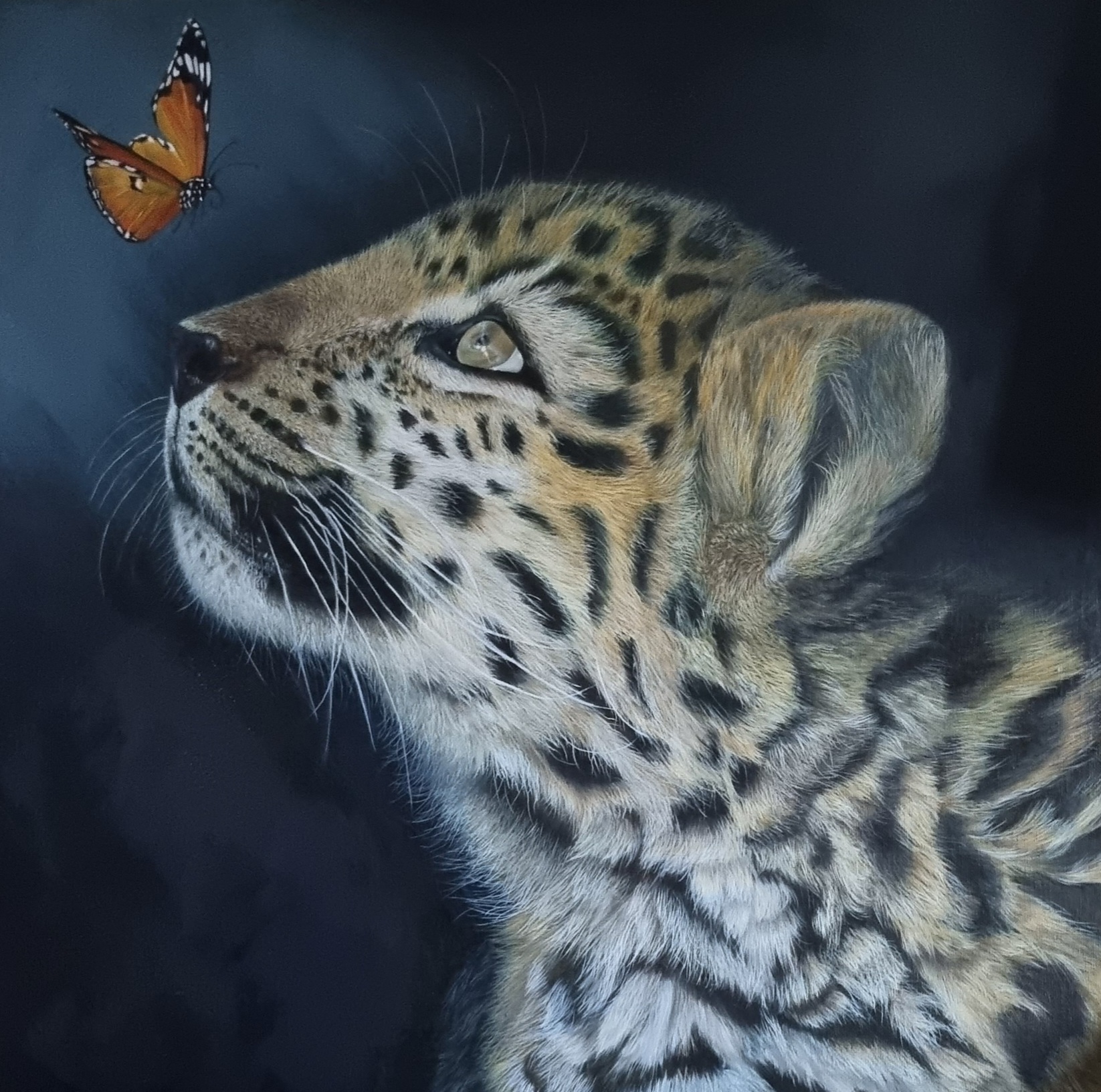 Leopard Painting - Prince and the butterfly