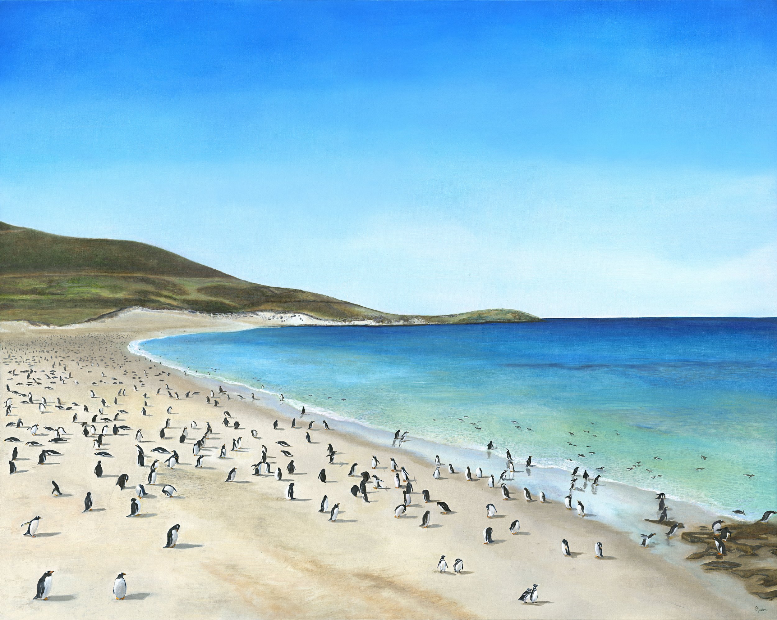 Beach and Penguins Painting - Penguinapocalypse