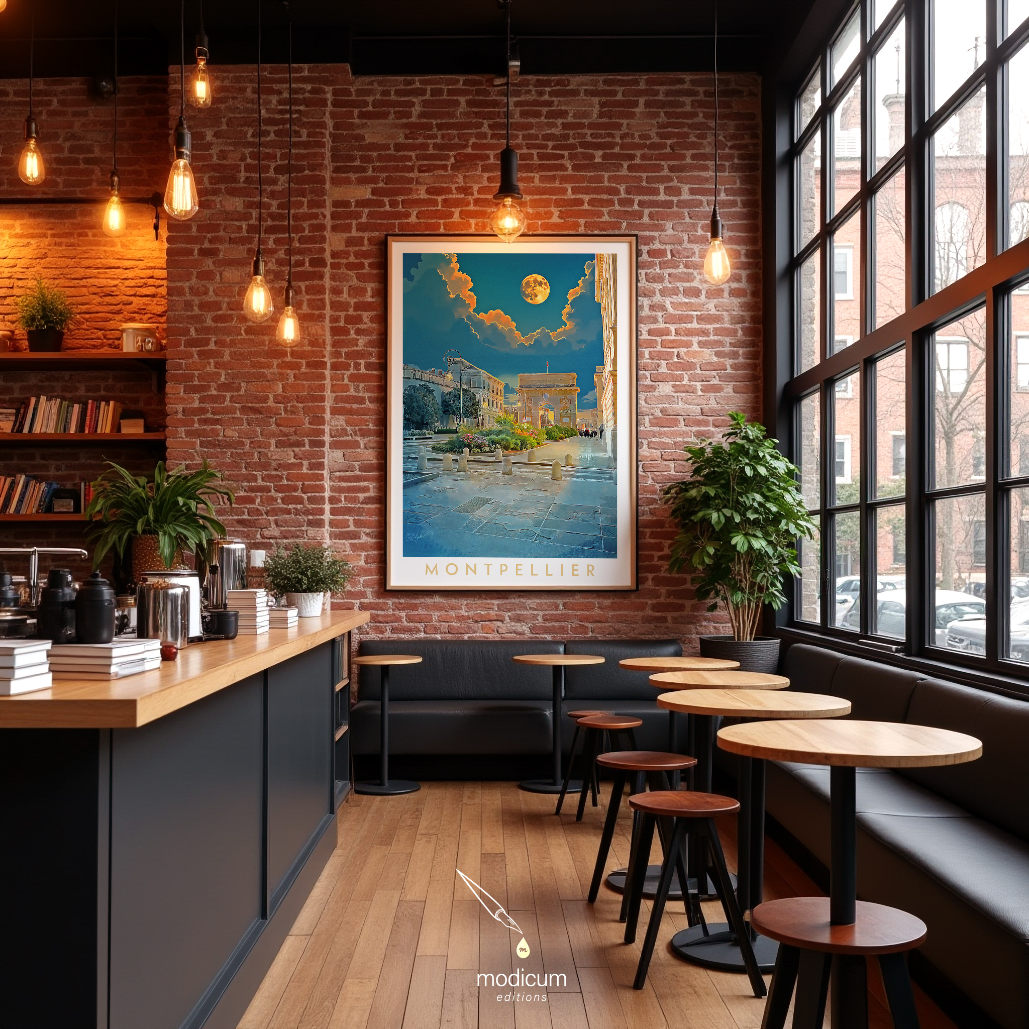 Montpellier Arc de Triomphe at Night – Classic French Travel Poster by Ian David Marsden