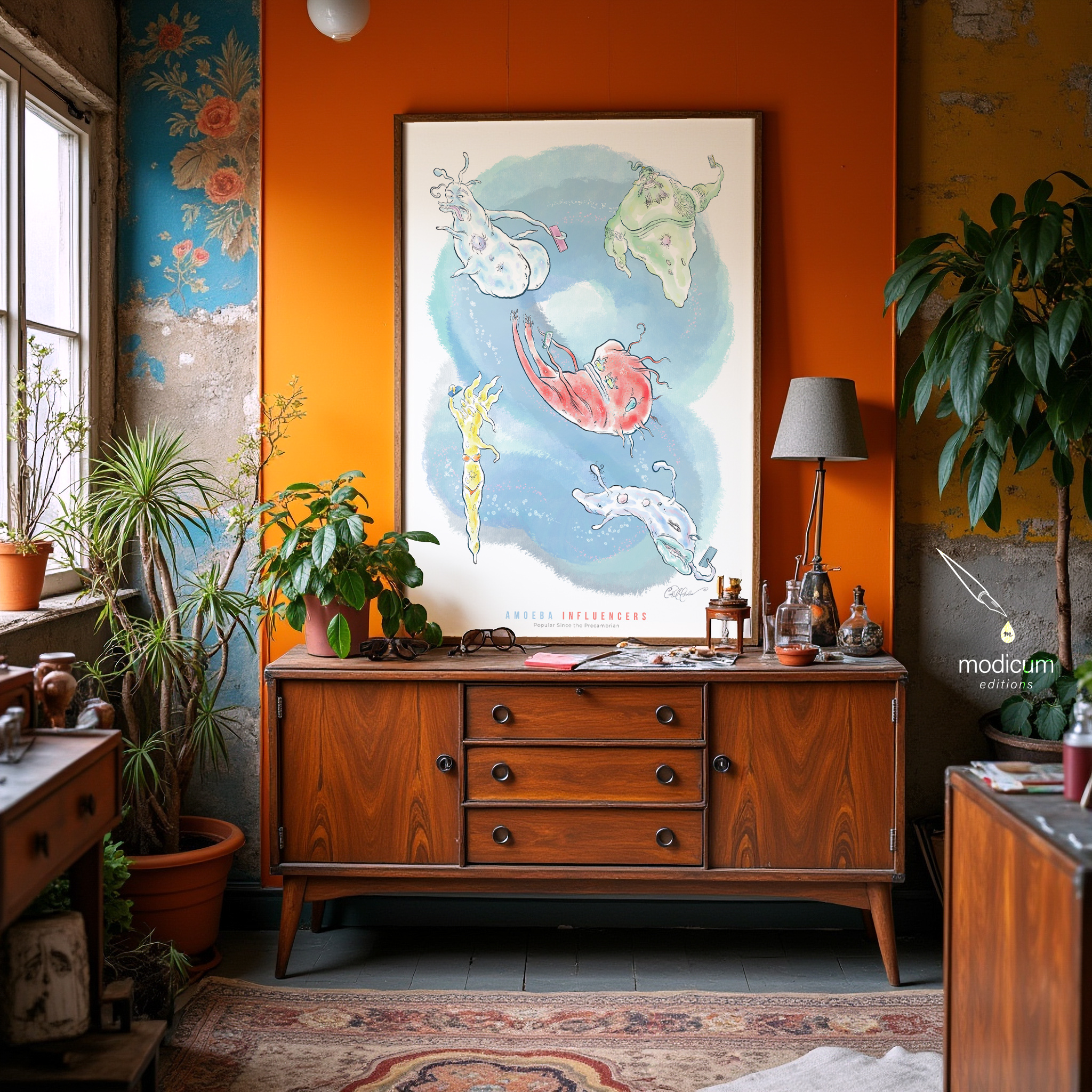 Amoeba Influencers – Witty Science and Biology Humor Poster by Ian David Marsden