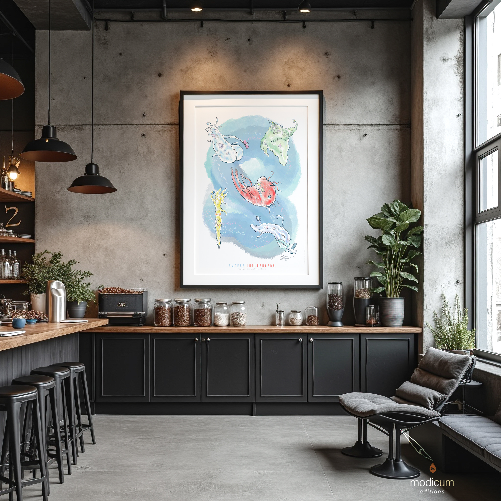 Amoeba Influencers – Witty Science and Biology Humor Poster by Ian David Marsden